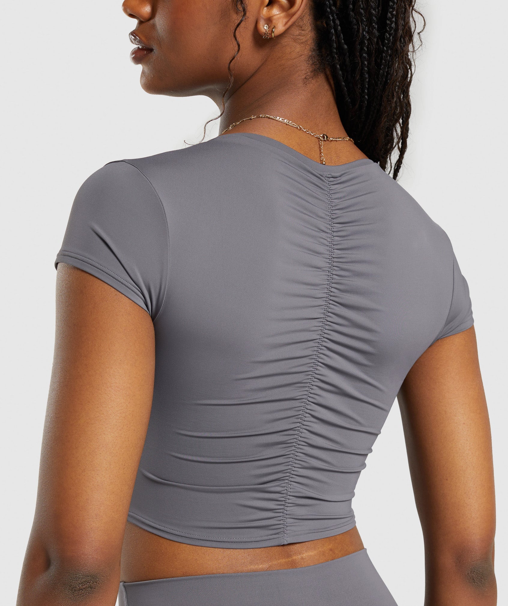 Elevate Ruched Crop Top in Brushed Grey - view 5