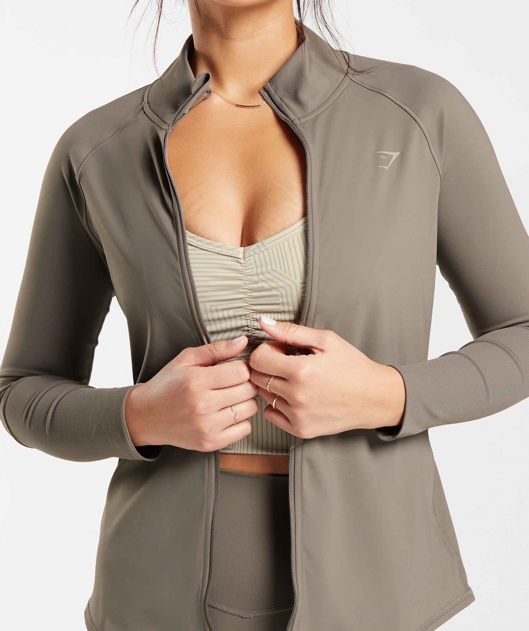 Elevate Zip Up in Brushed Brown - view 5