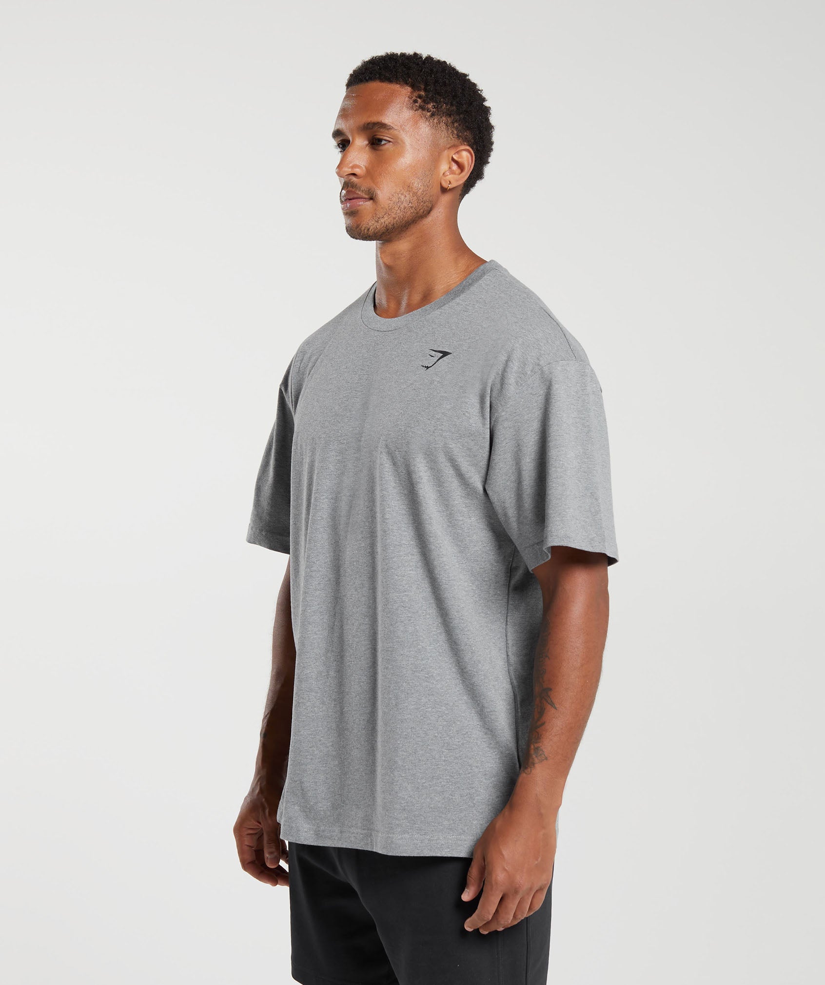 Essential Oversized T-Shirt in Charcoal Grey Marl - view 3