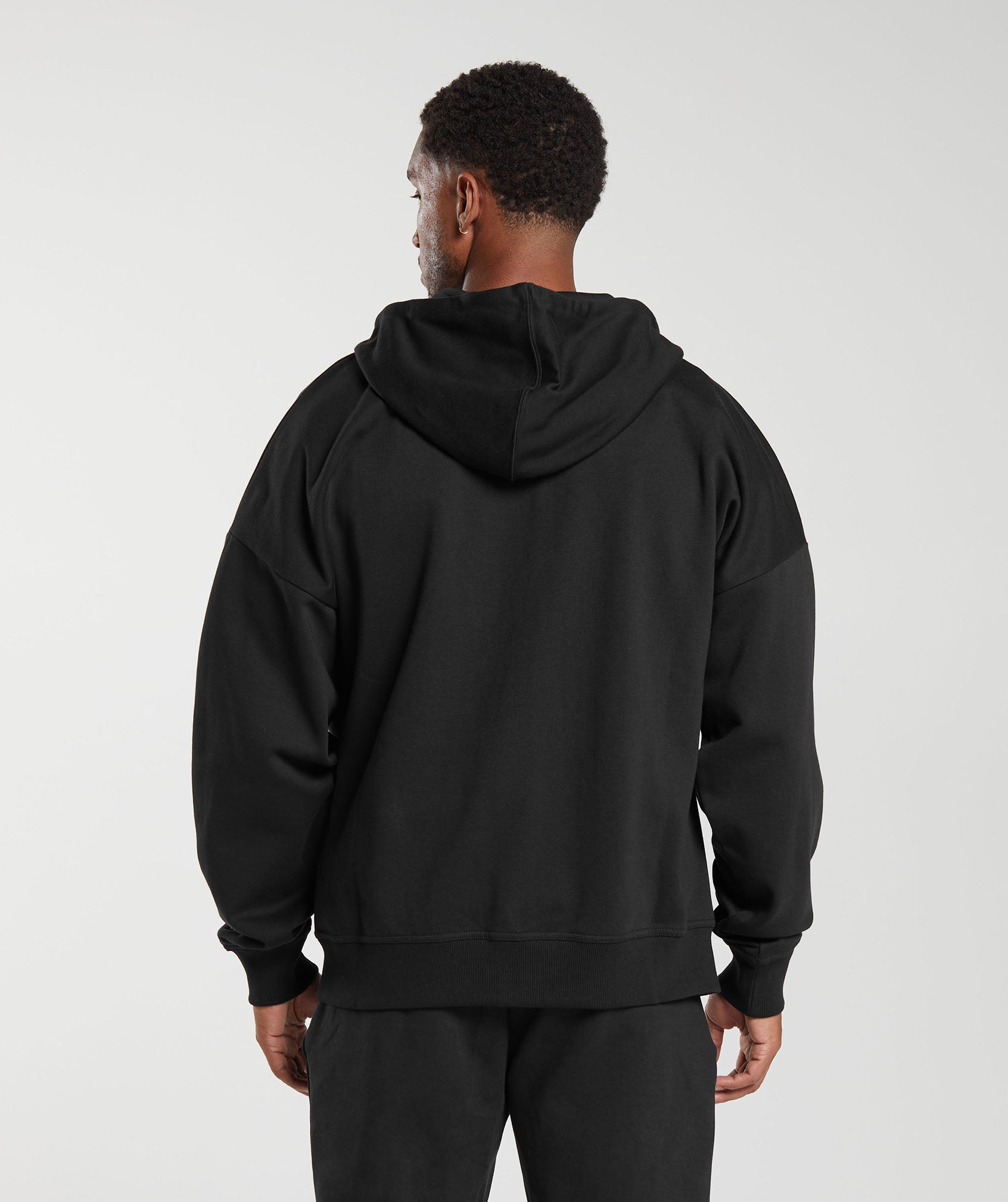 Crest Oversized Zip Up Hoodie in Black - view 2