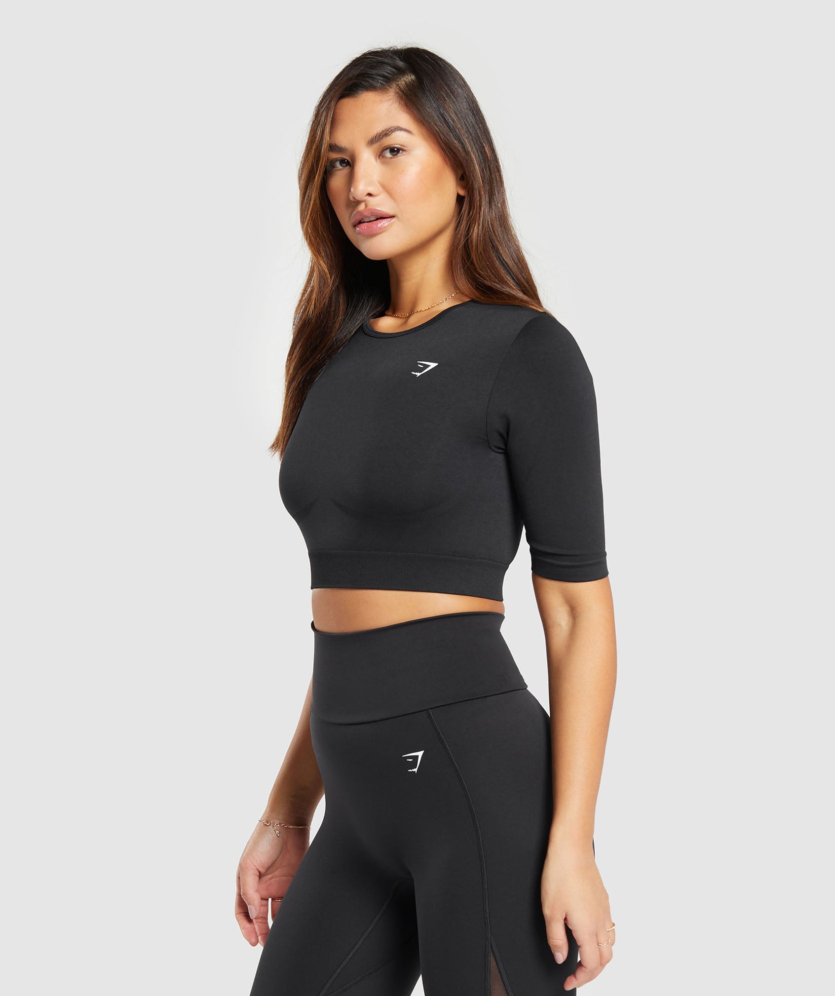 Everyday Seamless Crop Top in Black - view 3