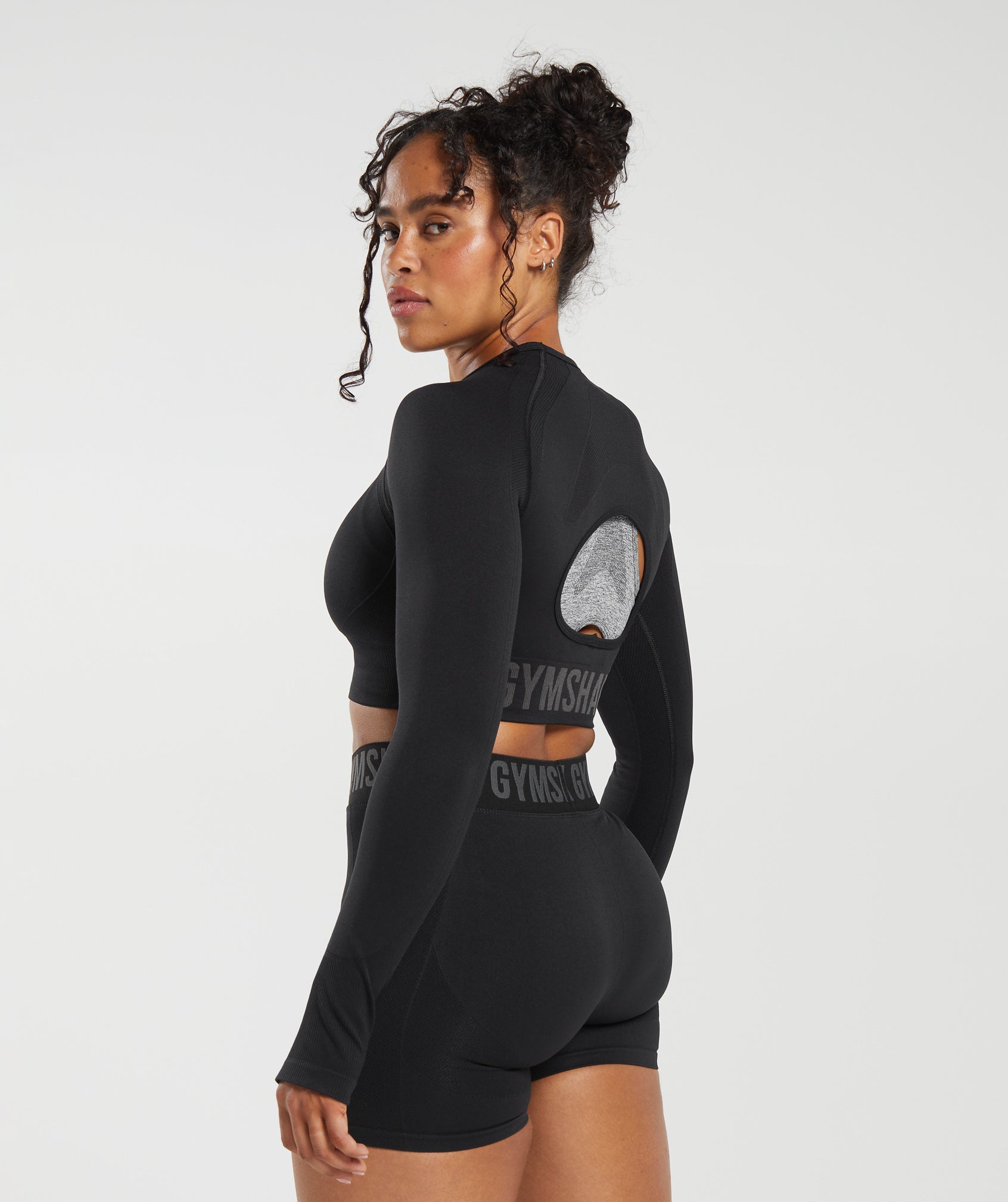 Flex Sports Long Sleeve Crop Top in Black - view 3