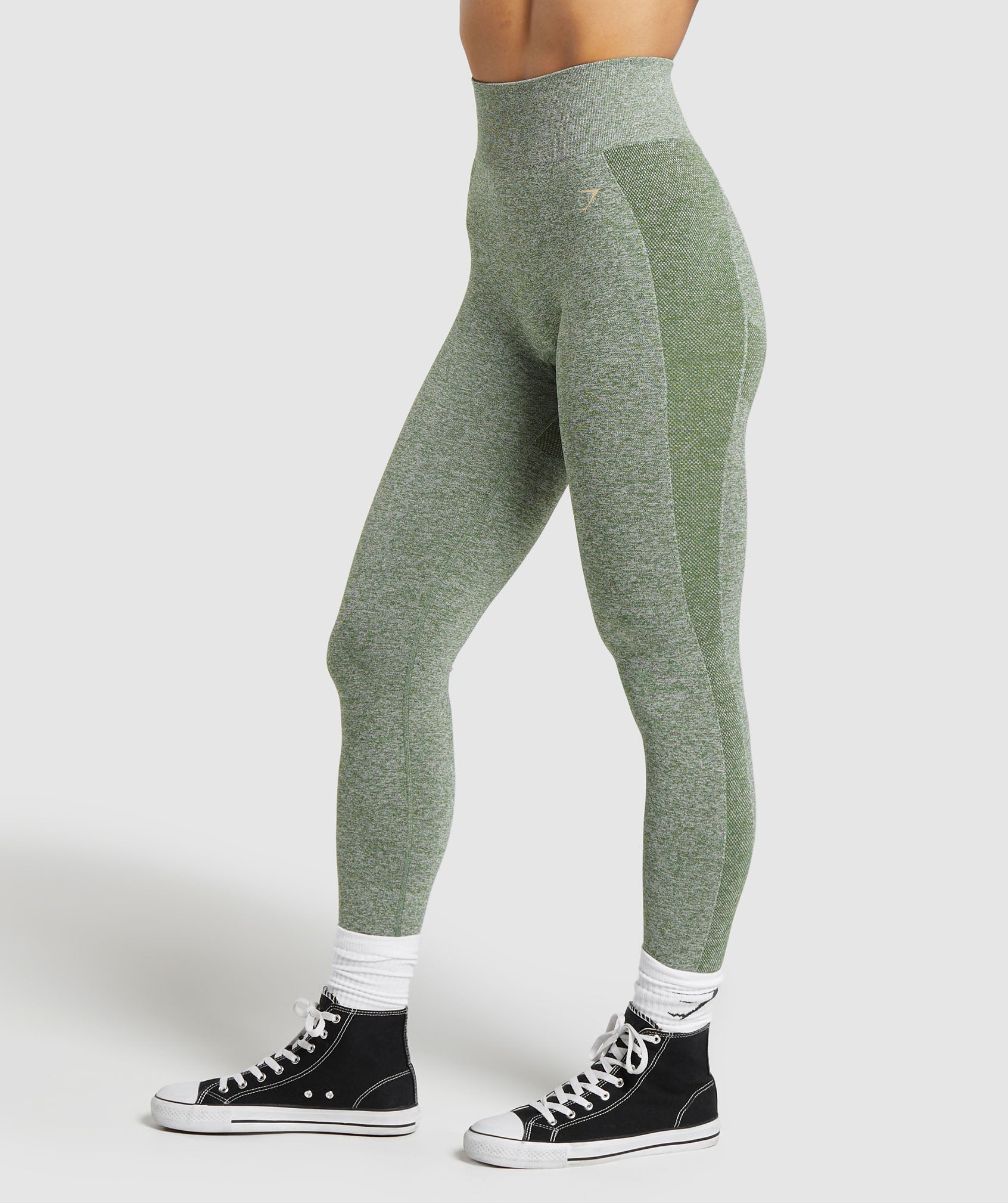 Flex High Waisted Leggings in Force Green/Vanilla Beige - view 3