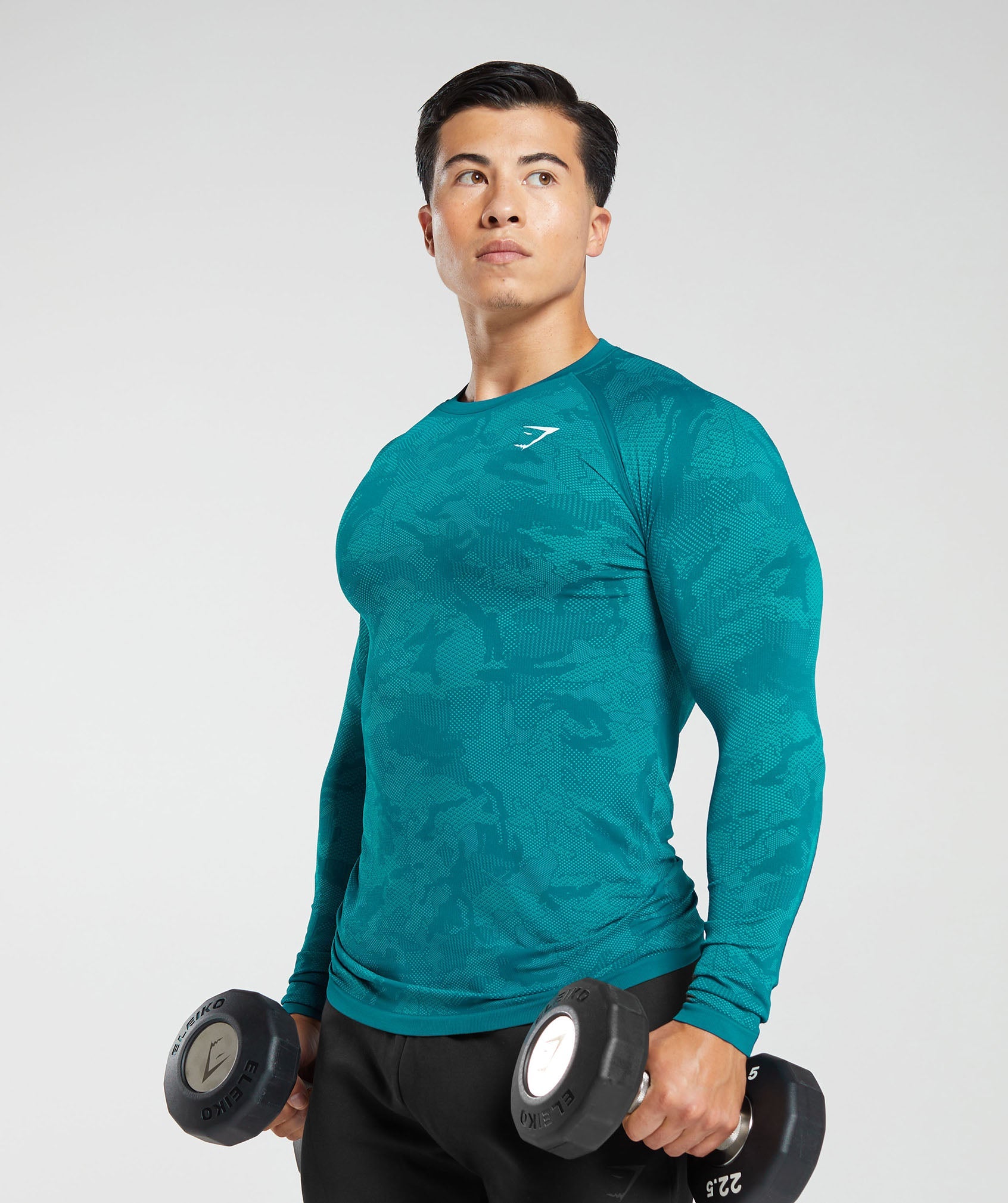 Geo Seamless Long Sleeve T-Shirt in Atlantic Blue/Shark Blue - view 3