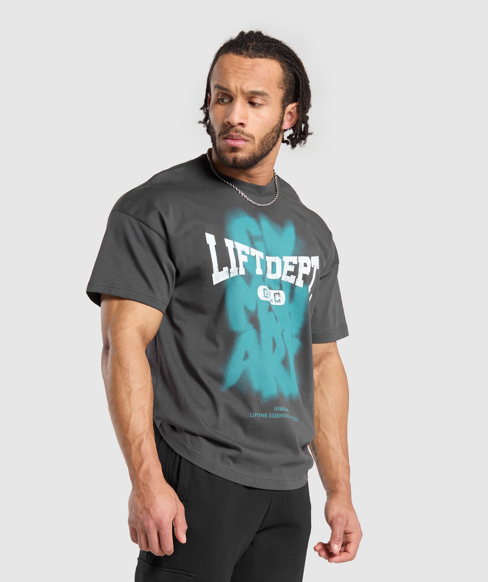 Lifting Dept Graffiti T-Shirt in Asphalt Grey - view 4