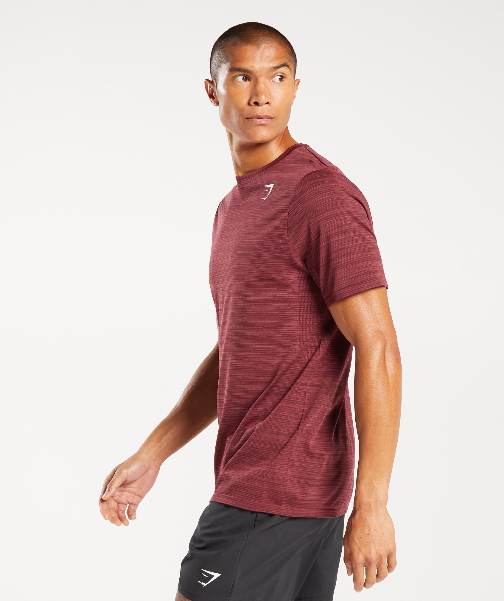 Heather Seamless T-Shirt in Rich Maroon/Washed Burgundy Marl - view 3