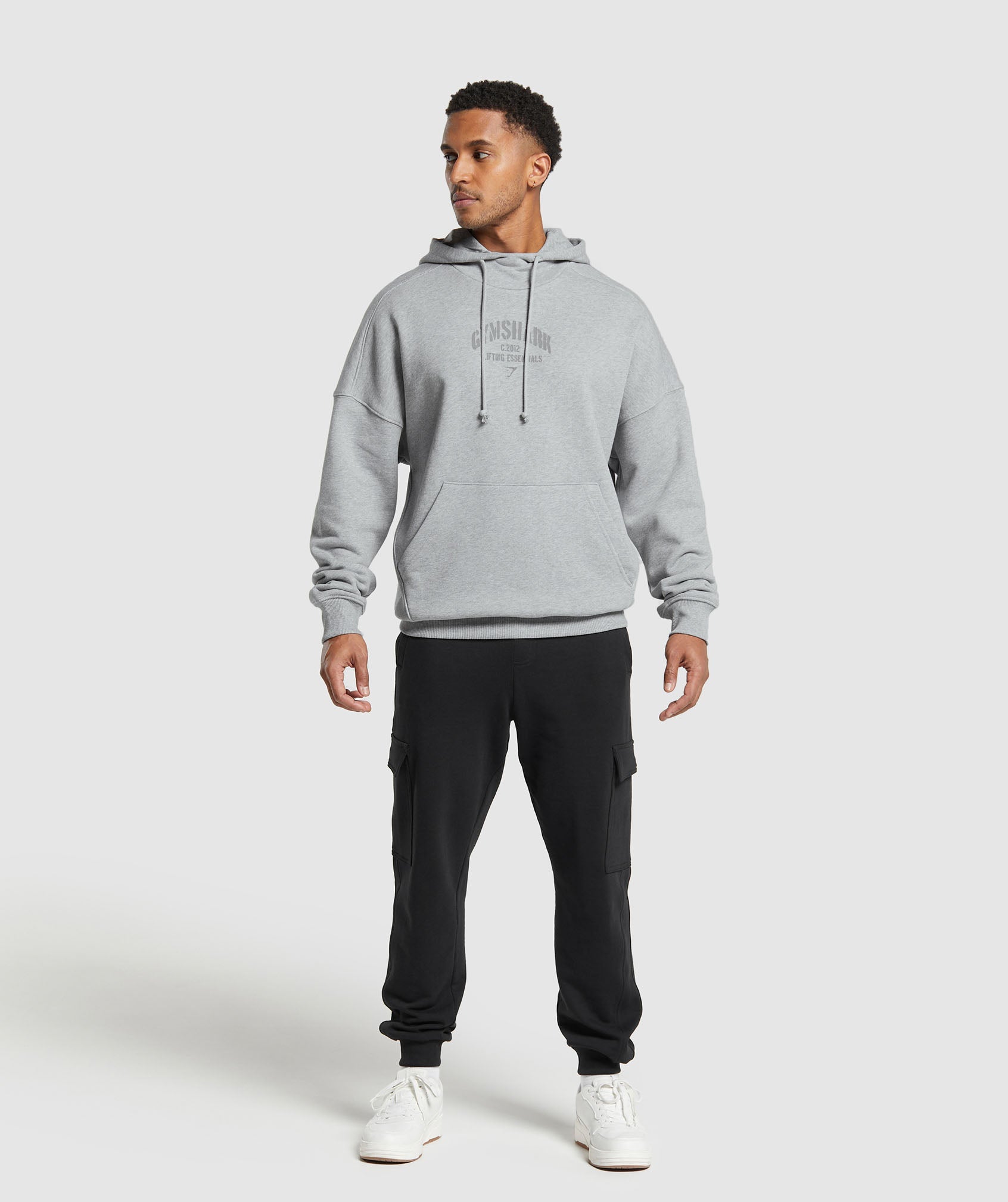 Heavyweight Washed Hoodie in Platinum Grey Marl - view 4