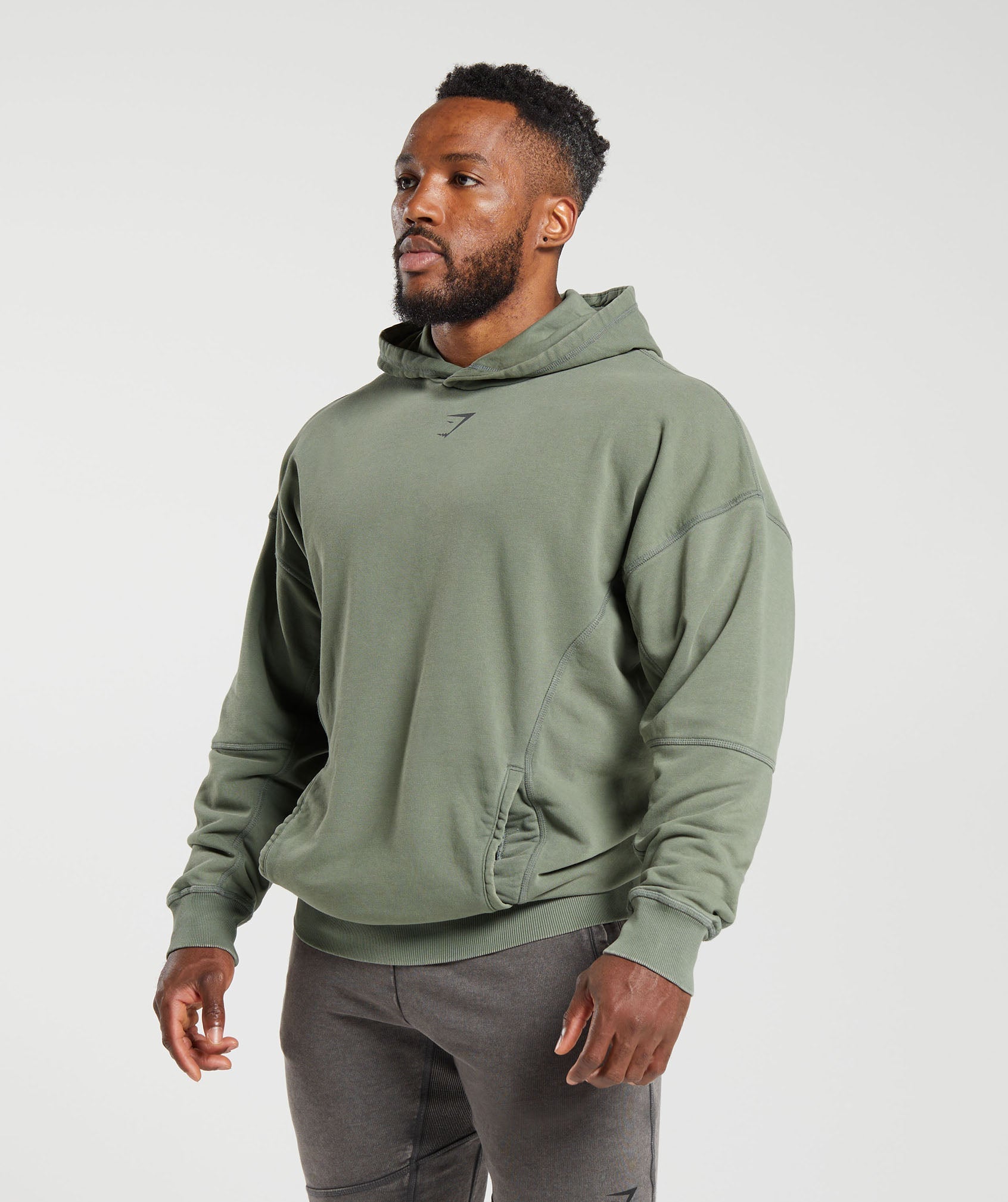 Heritage Washed Hoodie in Dusk Green - view 3