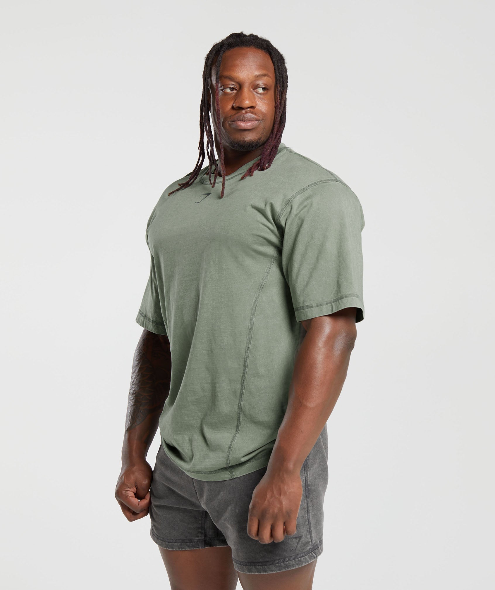 Heritage Washed T-Shirt in Dusk Green - view 3