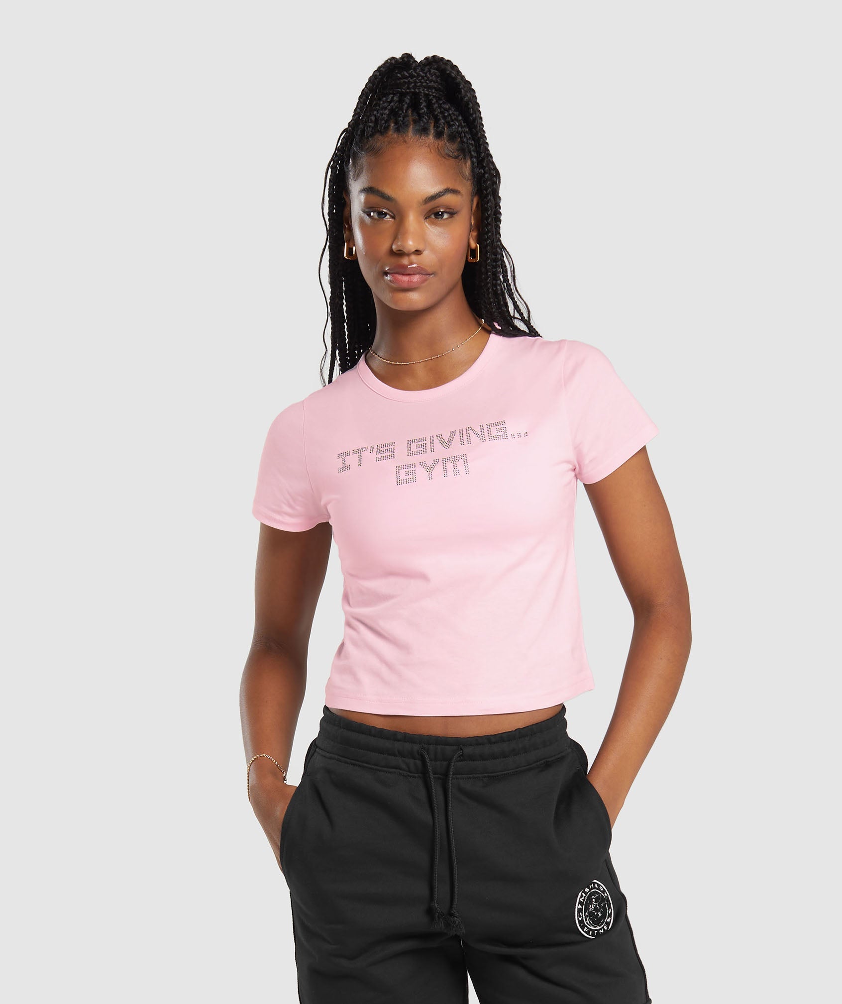 Its Giving Gym Baby T-Shirt in Dolly Pink - view 1
