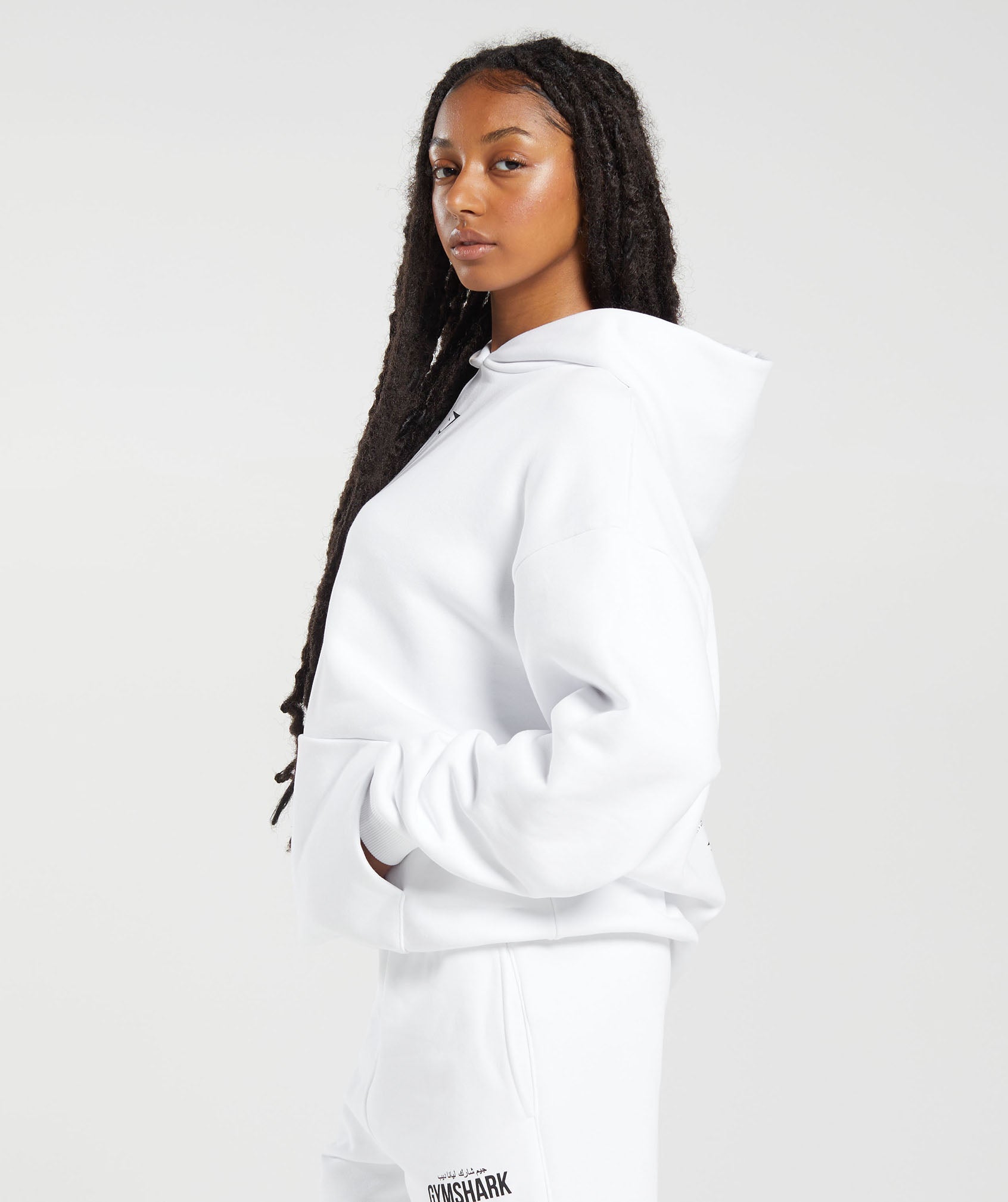 GS x Leana Deeb Oversized Hoodie in White - view 3