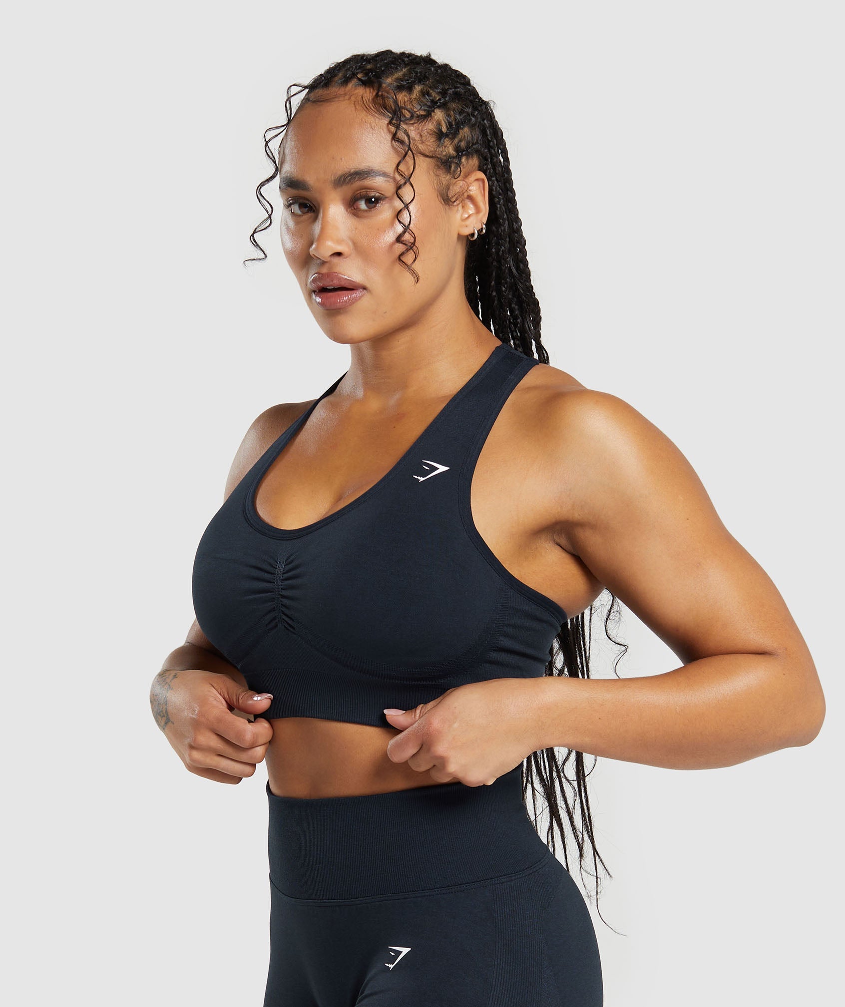 Lift Contour Seamless Sports Bra in Midnight Blue/Black Marl - view 3