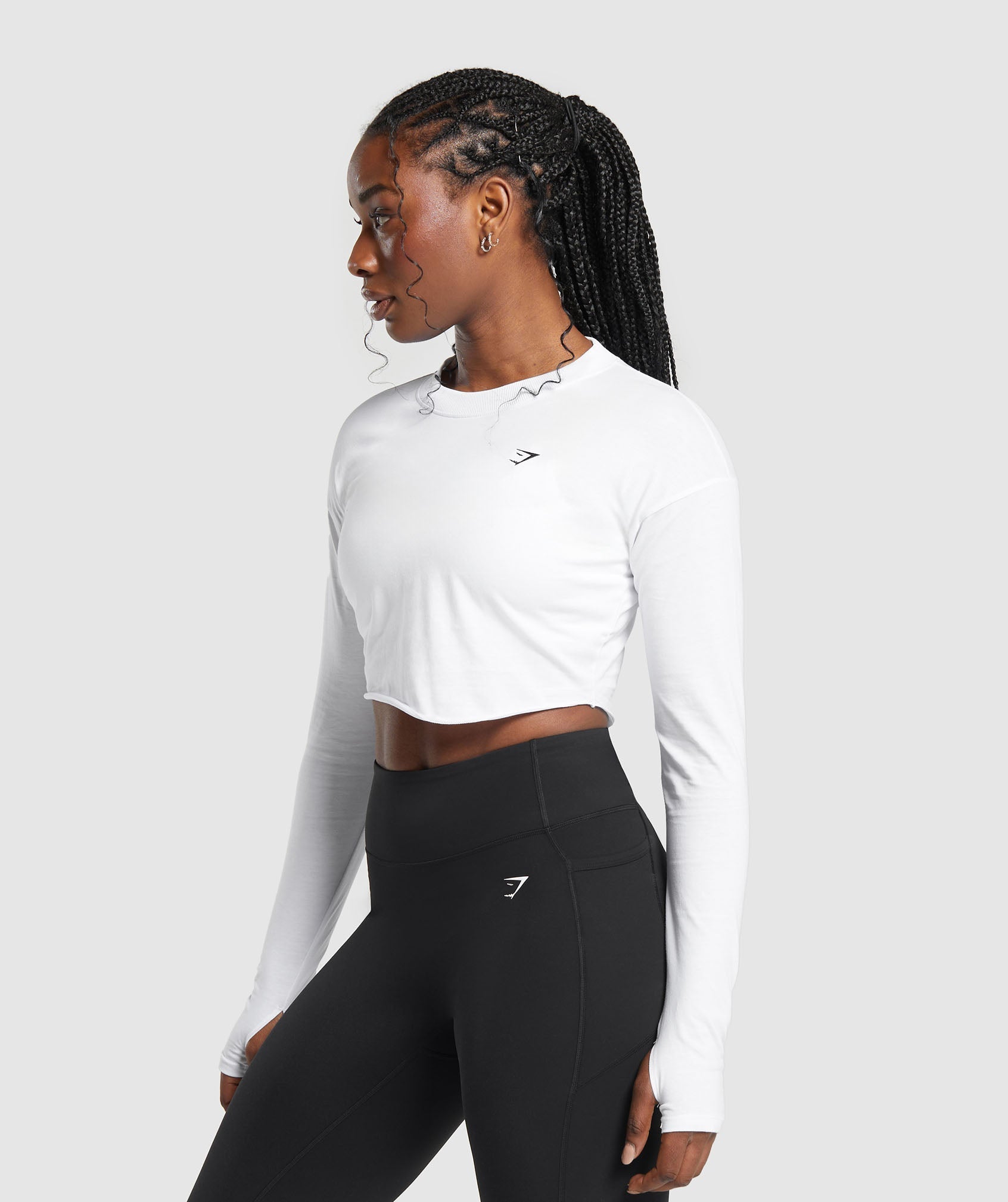 Lifting Long Sleeve Crop Top in White - view 3