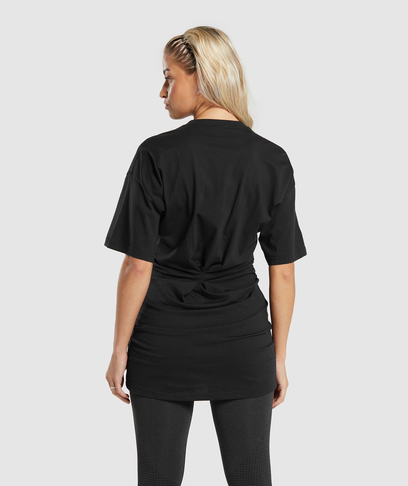 Lifting Longline T-Shirt Dress in Black - view 2
