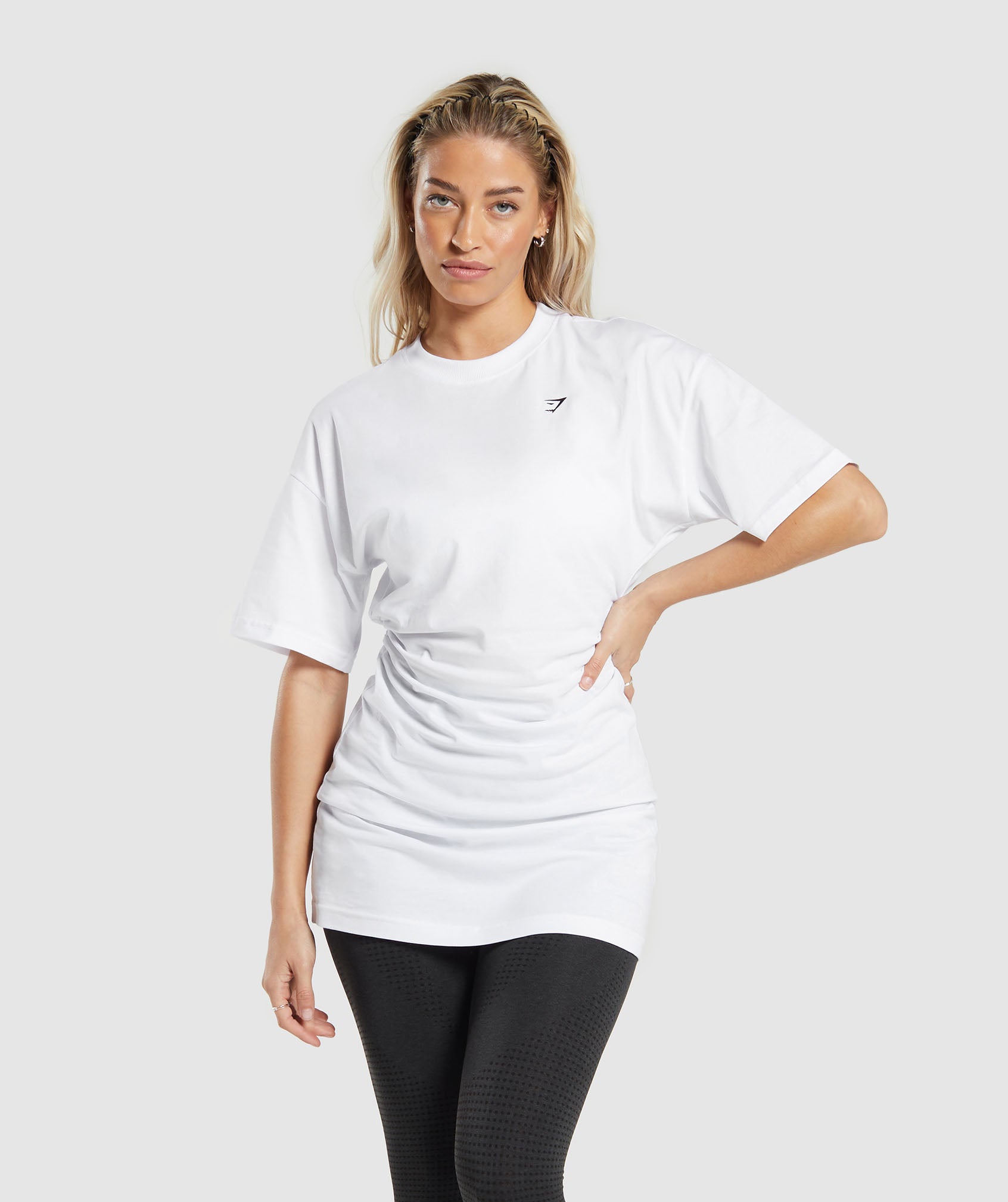 Lifting Longline T-Shirt Dress in White - view 1