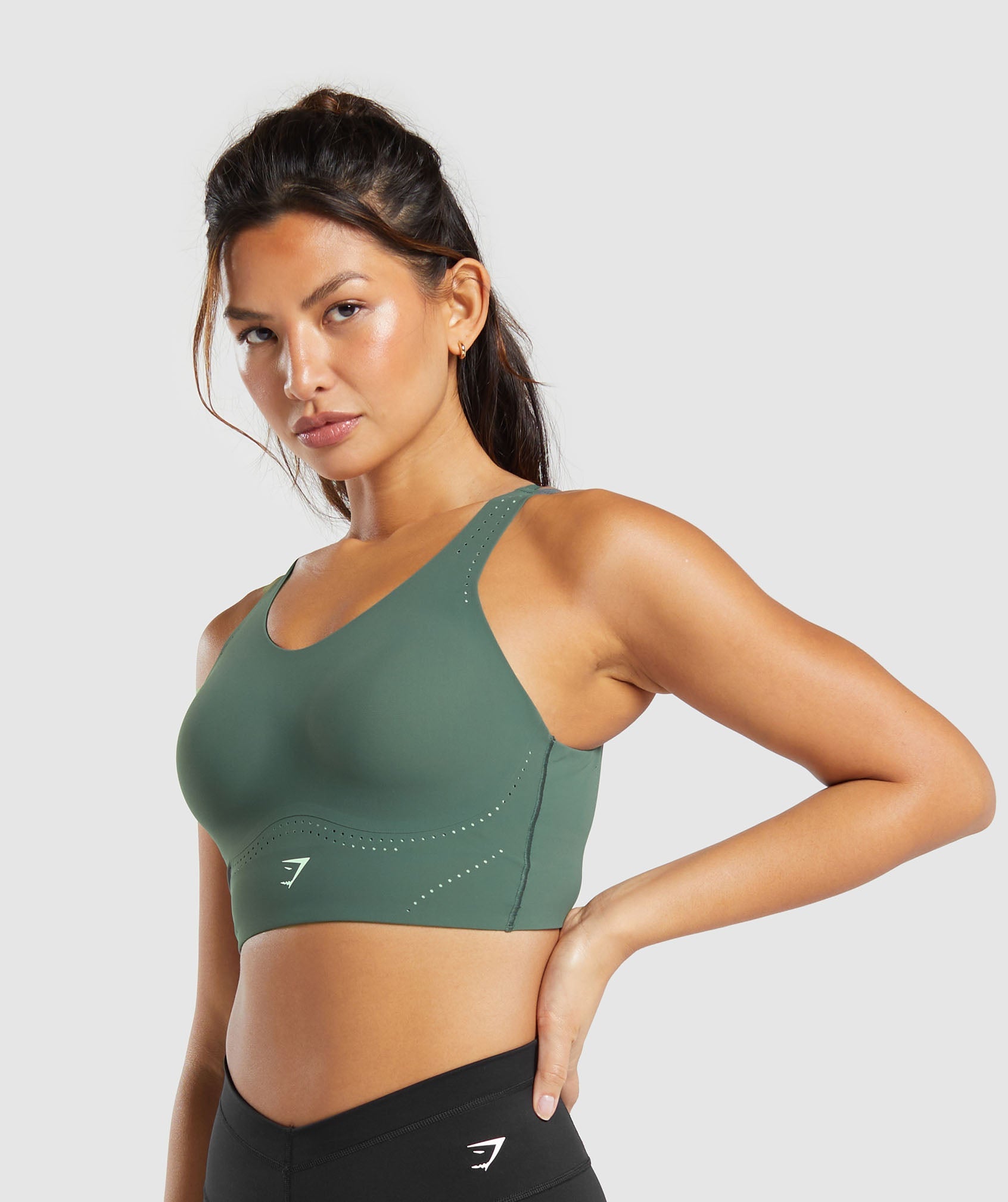 Longline Crossback Sports Bra in Slate Teal - view 3