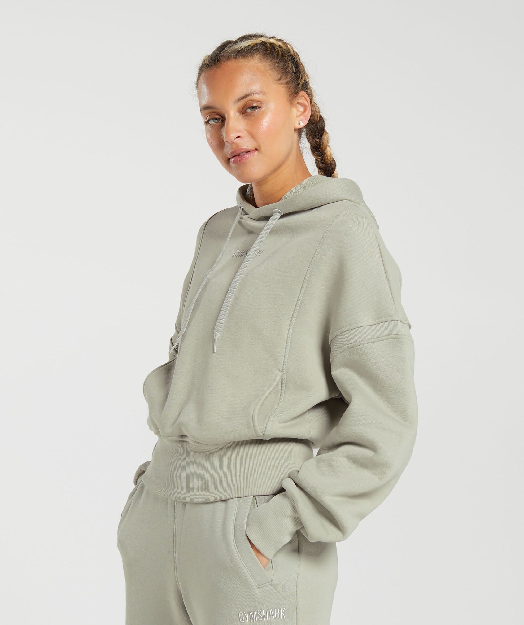 Heavyweight Loopback Sweat Hoodie in Stone Grey - view 3