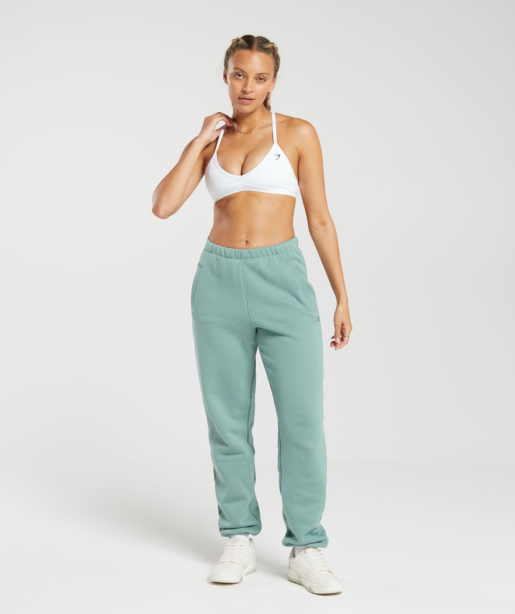 Heavyweight Loopback Sweat Joggers in Duck Egg Blue - view 4
