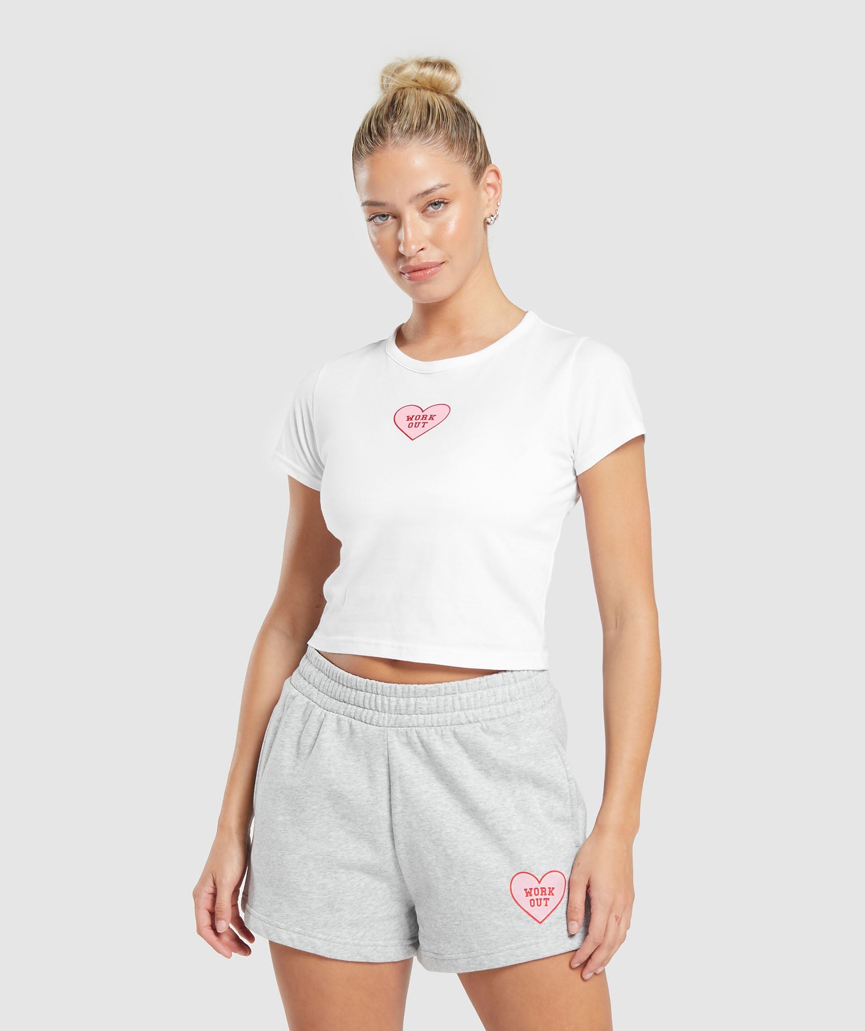 Love Hearts Crop Top in White - view 1