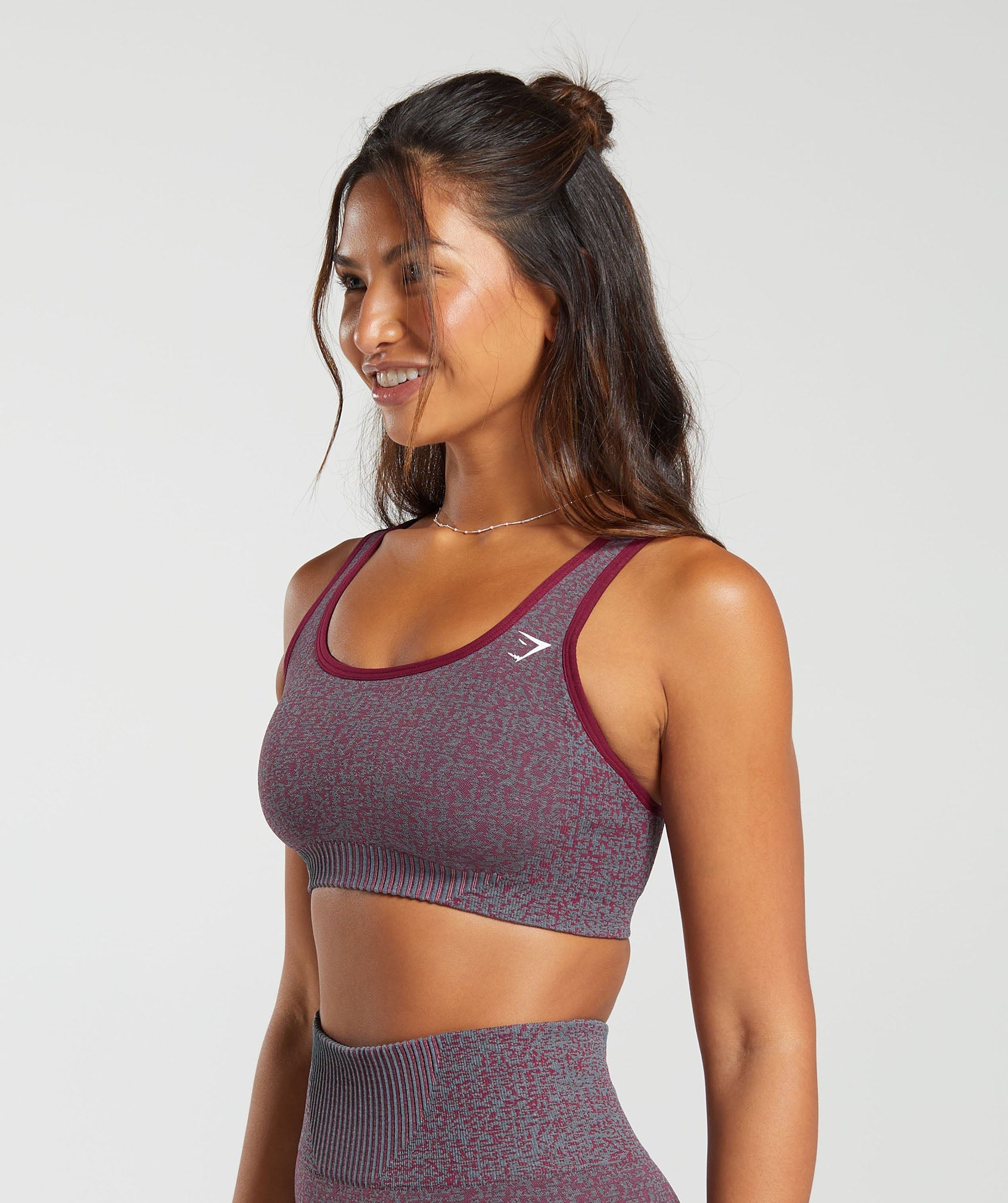 Marl Seamless Scoop Bra in Plum Pink Marl/Dark Grey Marl/Plum Pink - view 3