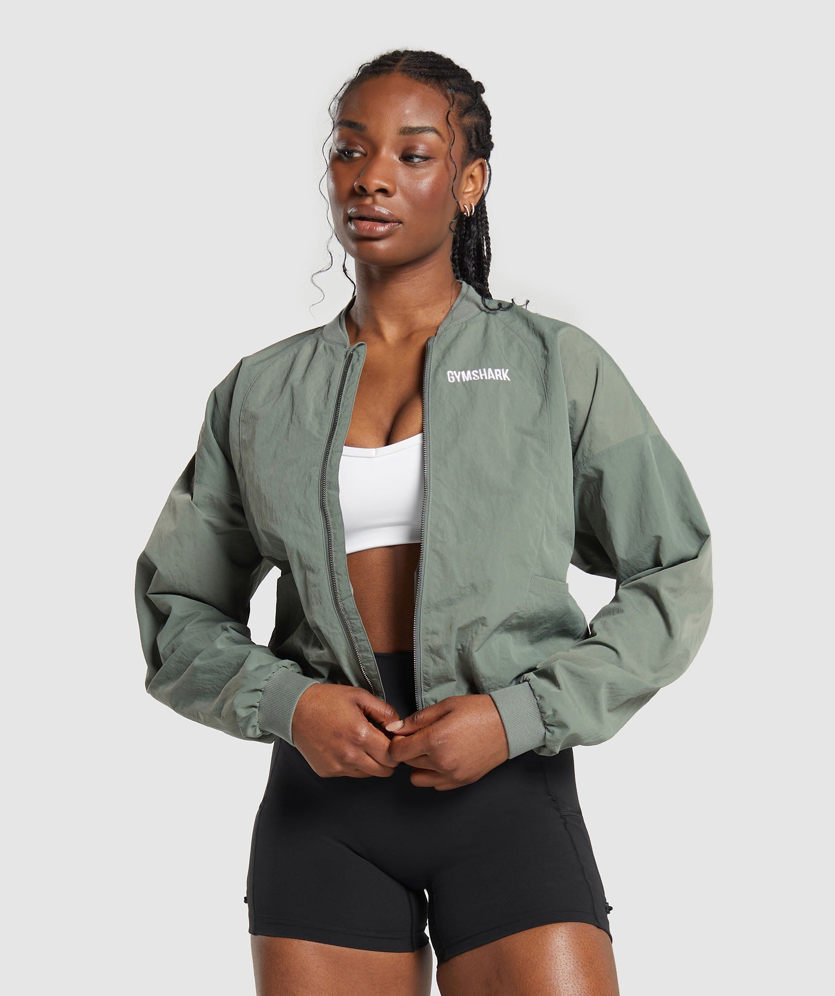 Midi Track Jacket in Unit Green - view 1