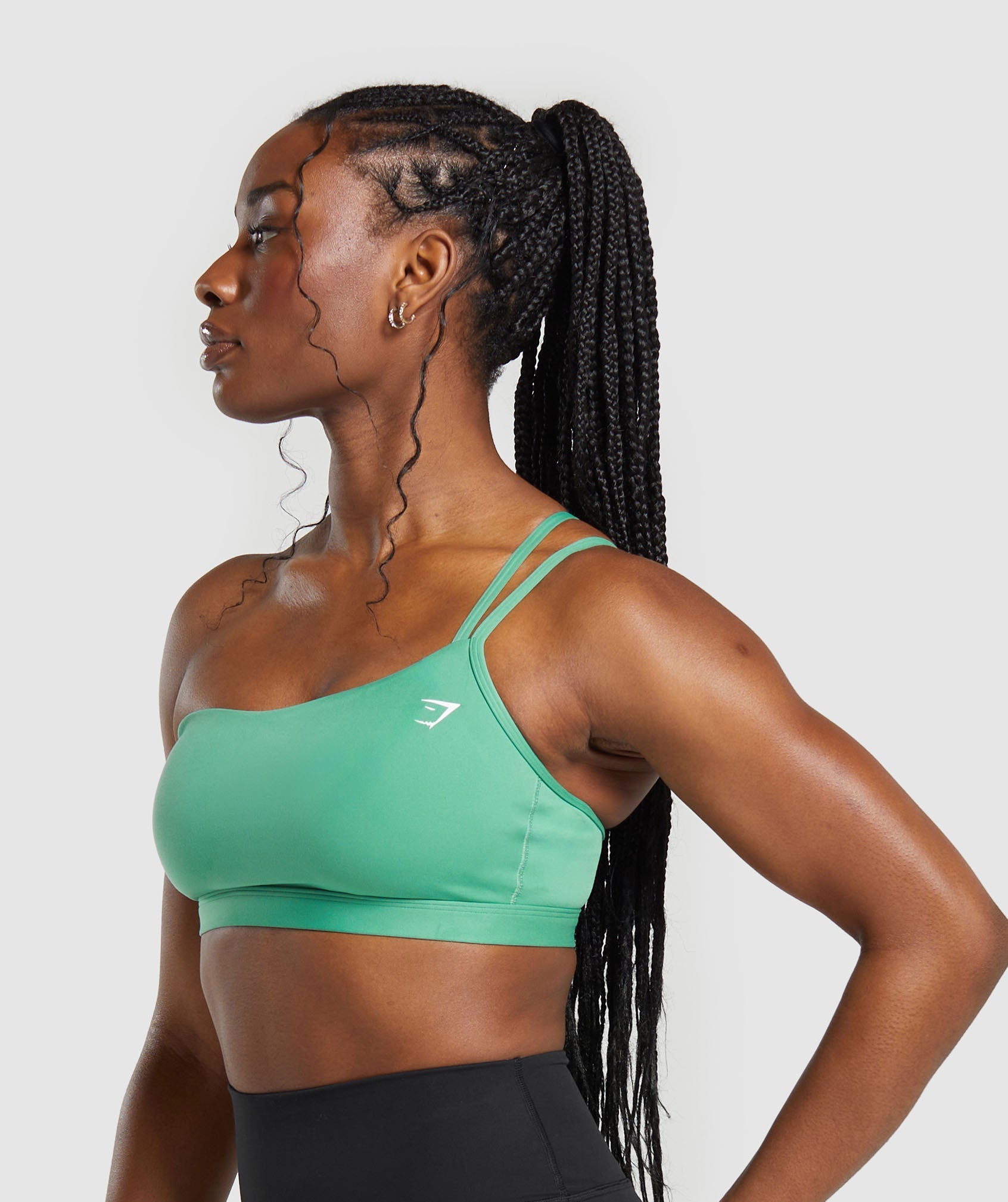 One Shoulder Sports Bra in Lagoon Green - view 3