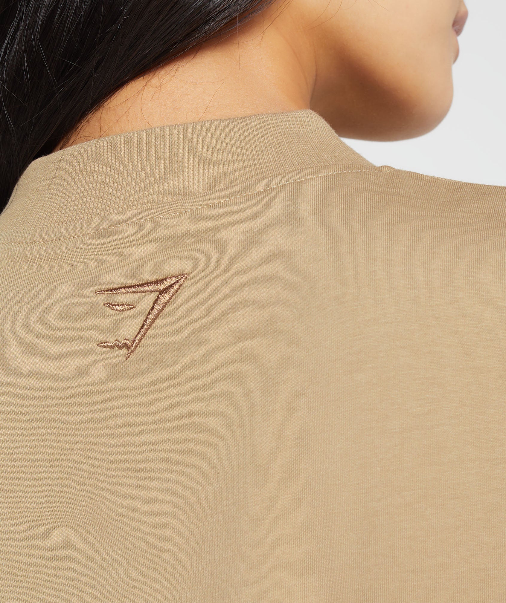 Outline Graphic Oversized Long Sleeve Top in Deep Fawn Brown - view 6