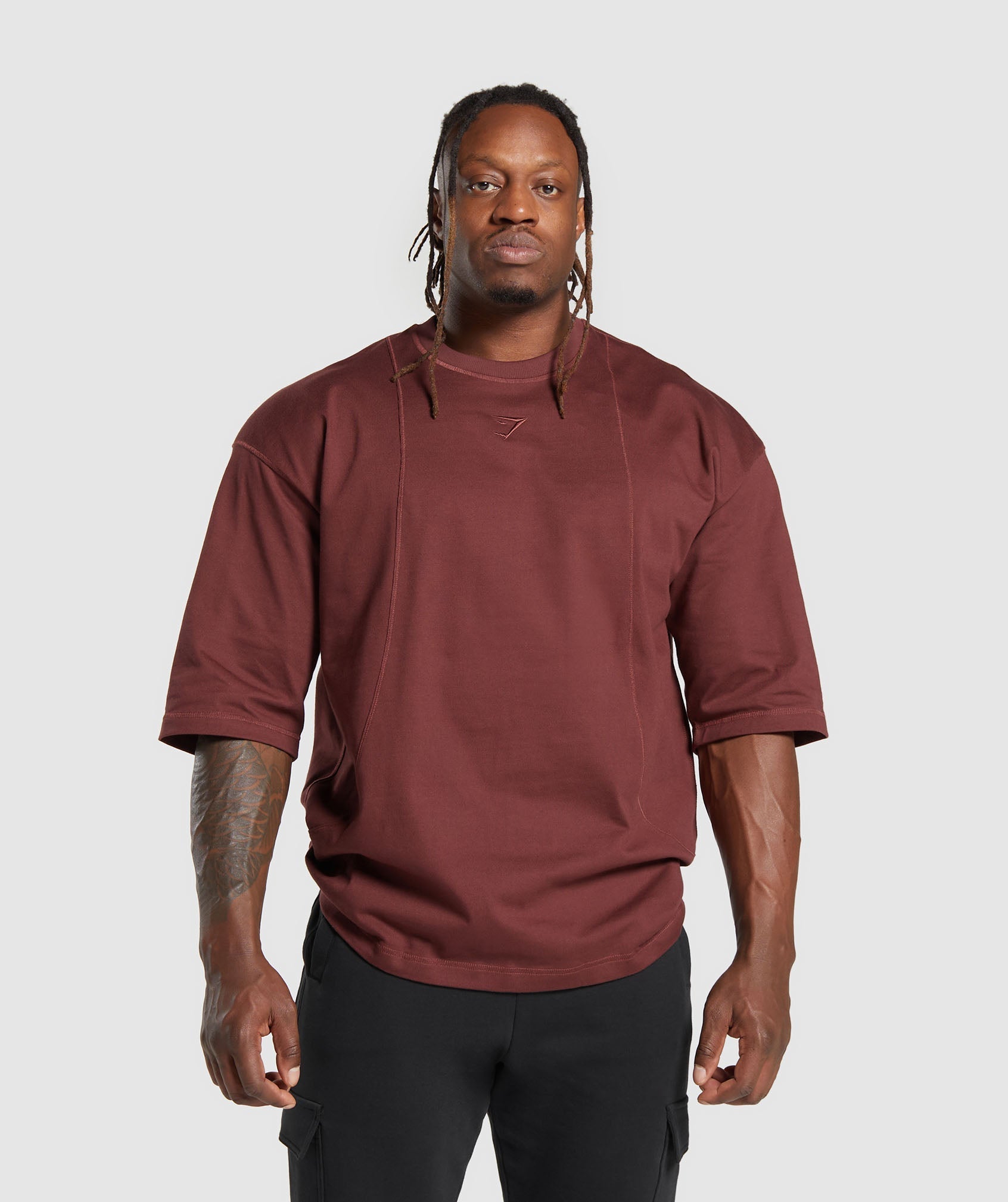 Premium Lifting T-Shirt in Burgundy Brown - view 1