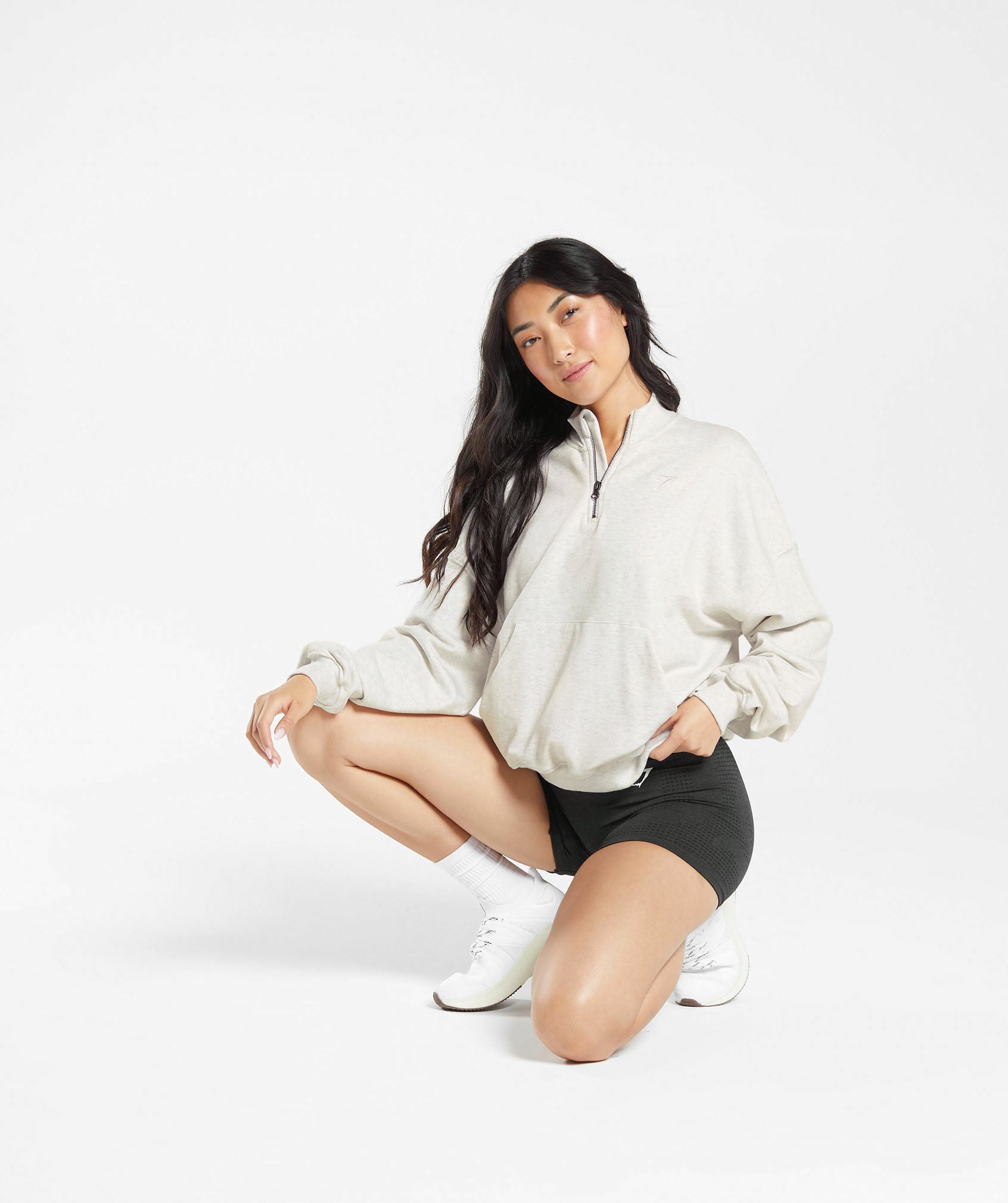 Rest Day Sweats 1/2 Zip Pullover in White Marl - view 4
