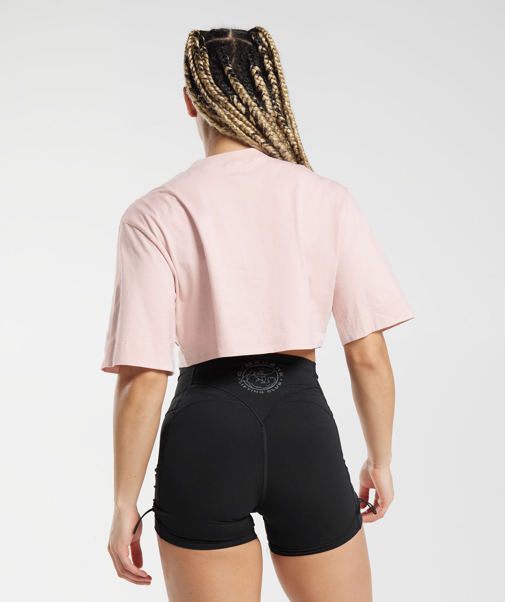 Cotton Boxy Crop Top in Misty Pink - view 2