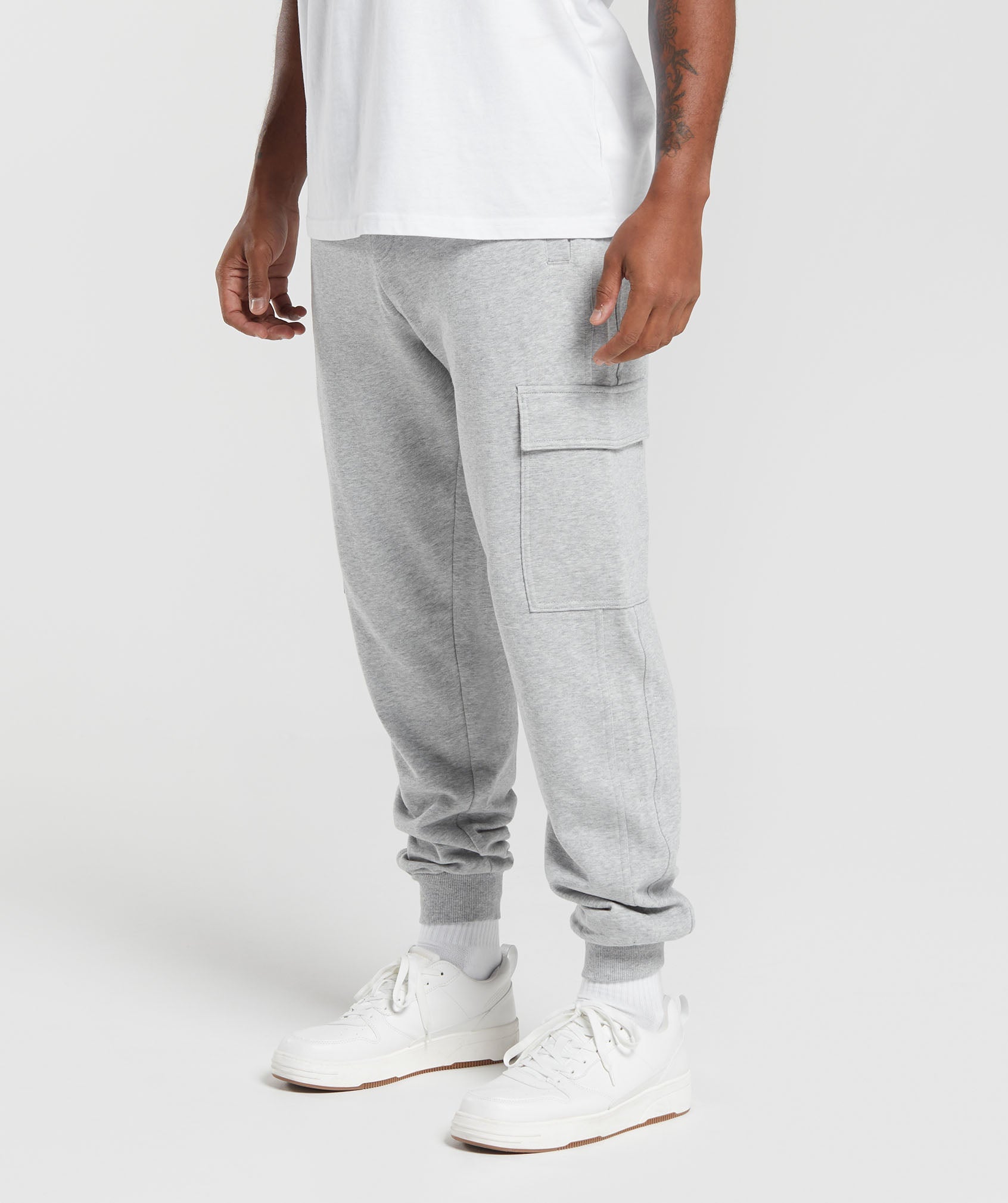 Rest Day Essentials Cargo Joggers in Light Grey Core Marl - view 3