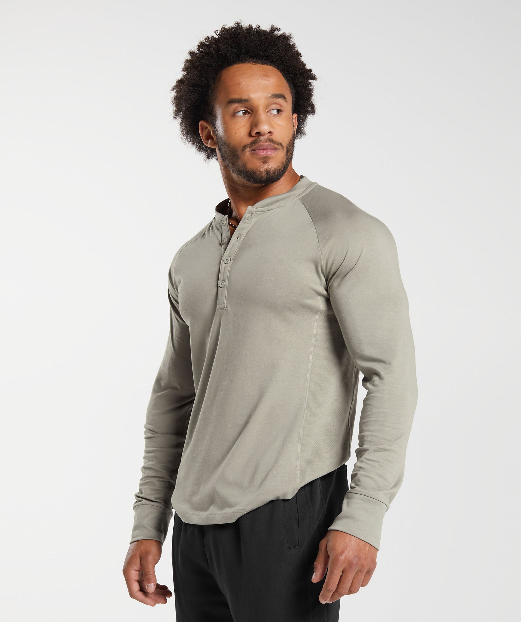 Rest Day Essentials Henley in Ecru Brown - view 3