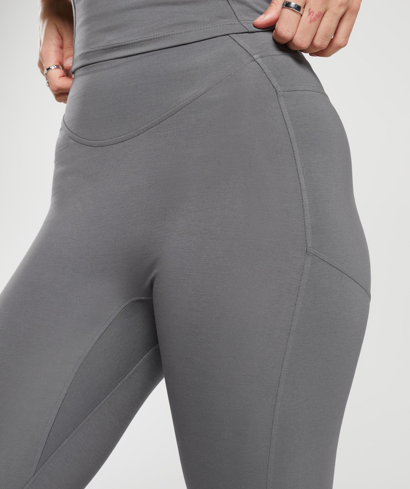 Rest Day Boot Cut Cotton Leggings in Brushed Grey - view 5