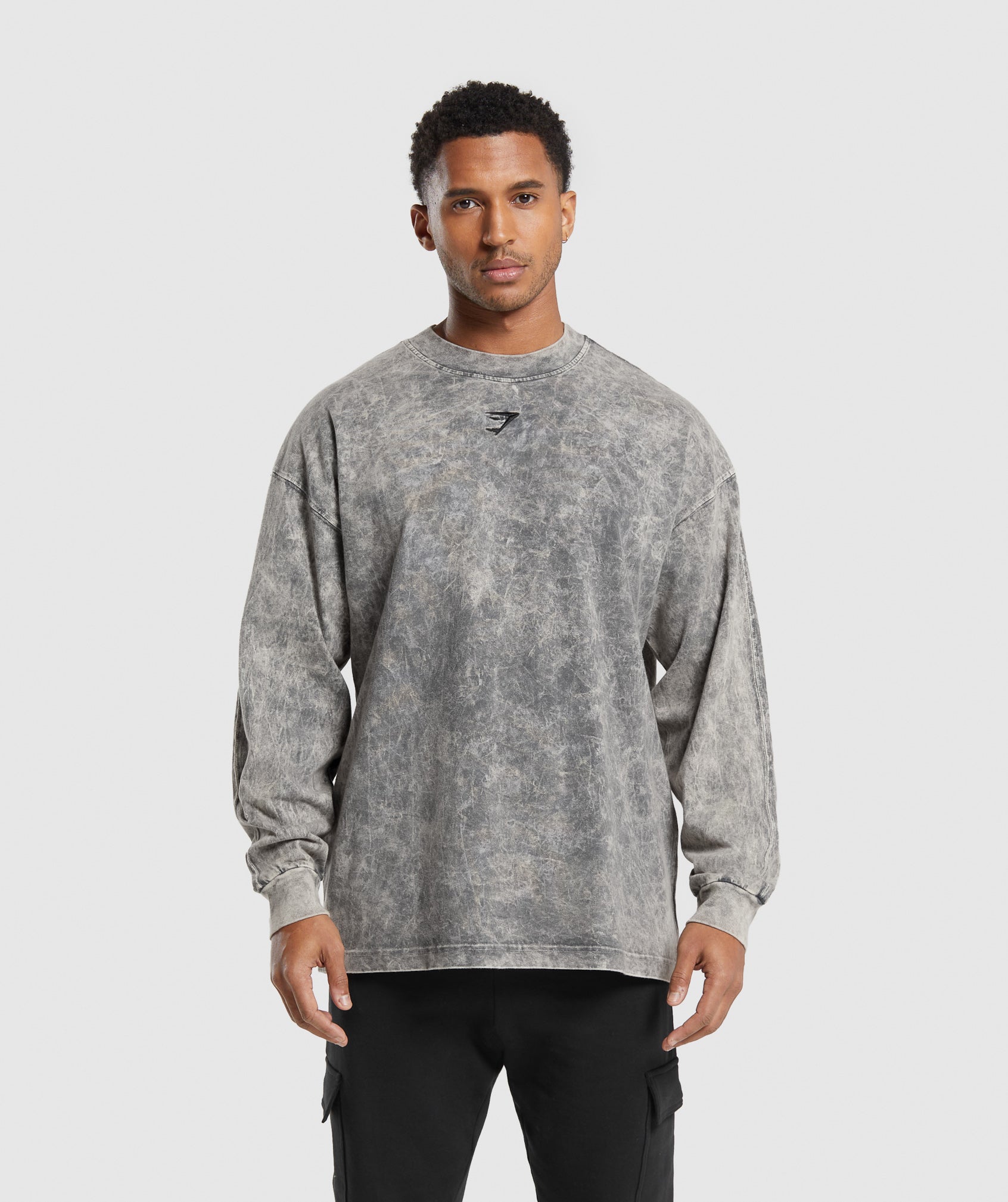 Rest Day Washed Long Sleeve T-Shirt in Black - view 1