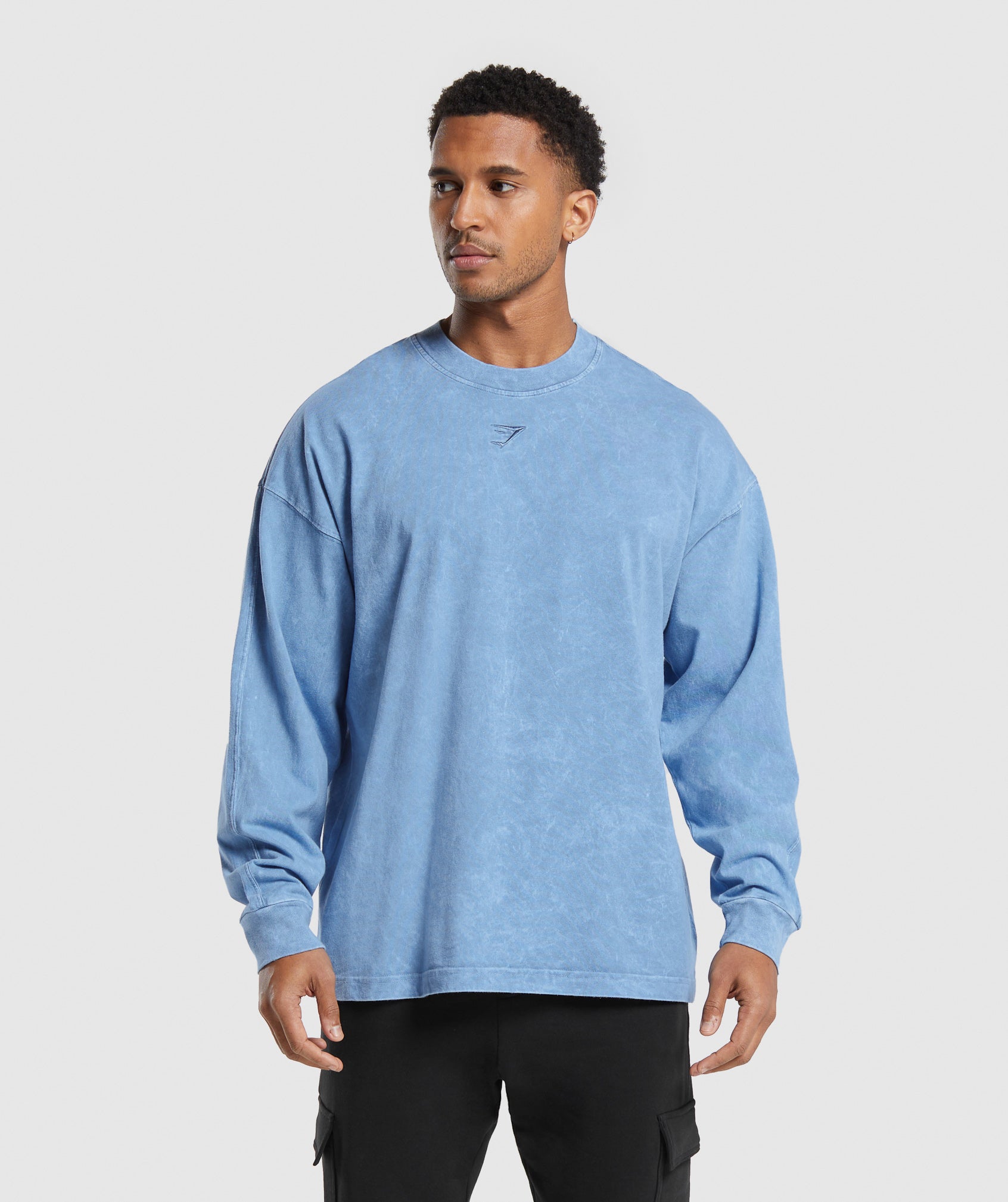 Rest Day Washed Long Sleeve T-Shirt in Faded Blue - view 1