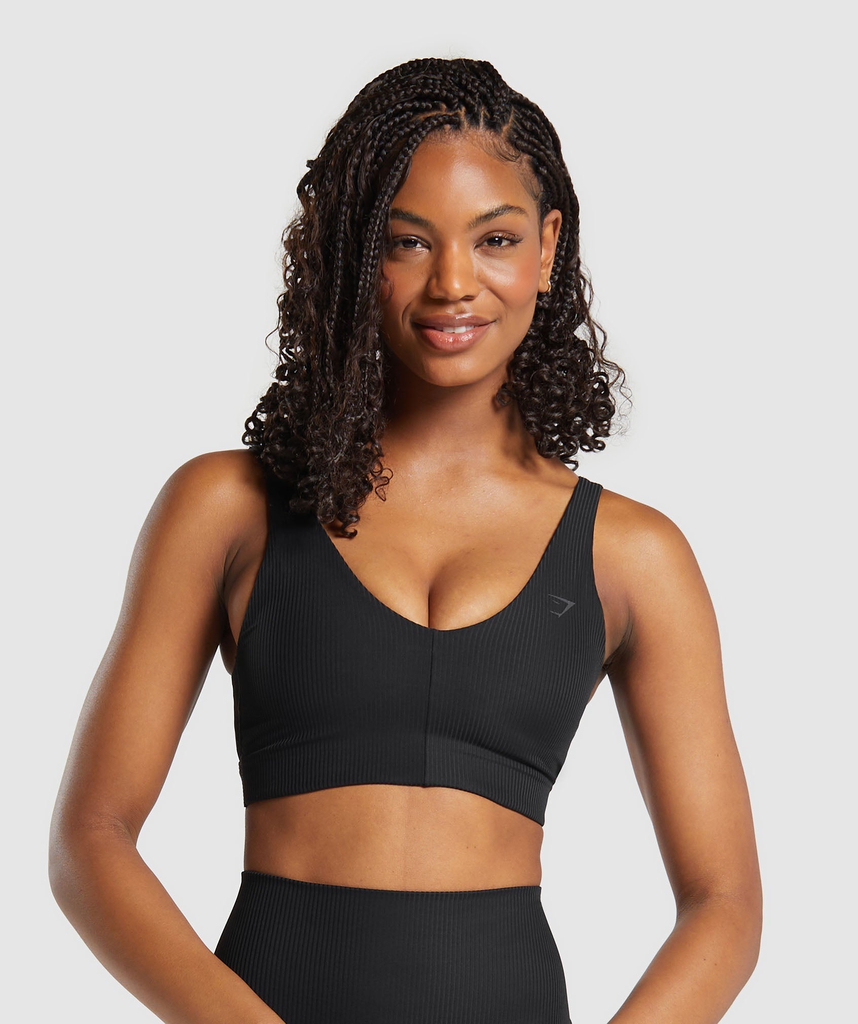 Ribbed Sports Bra in Black