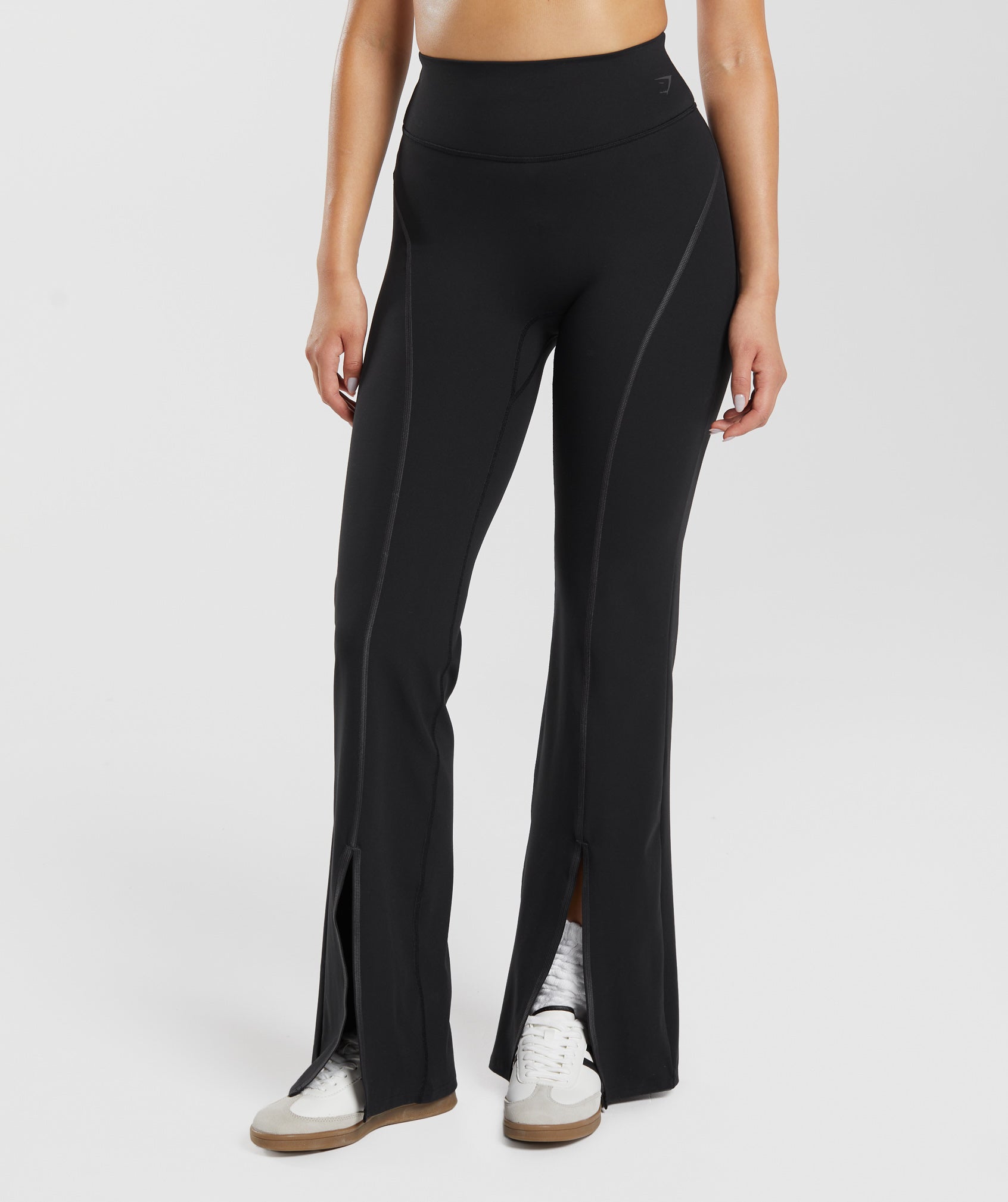 Split Flared Leggings in Black - view 1