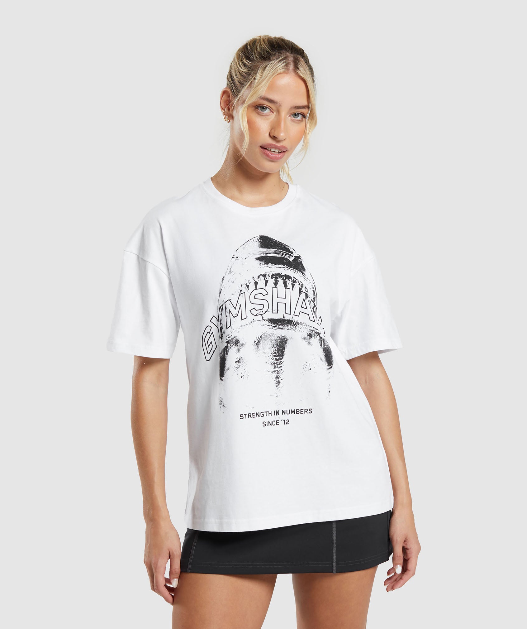 Shark Attack Oversized T-Shirt in White - view 1