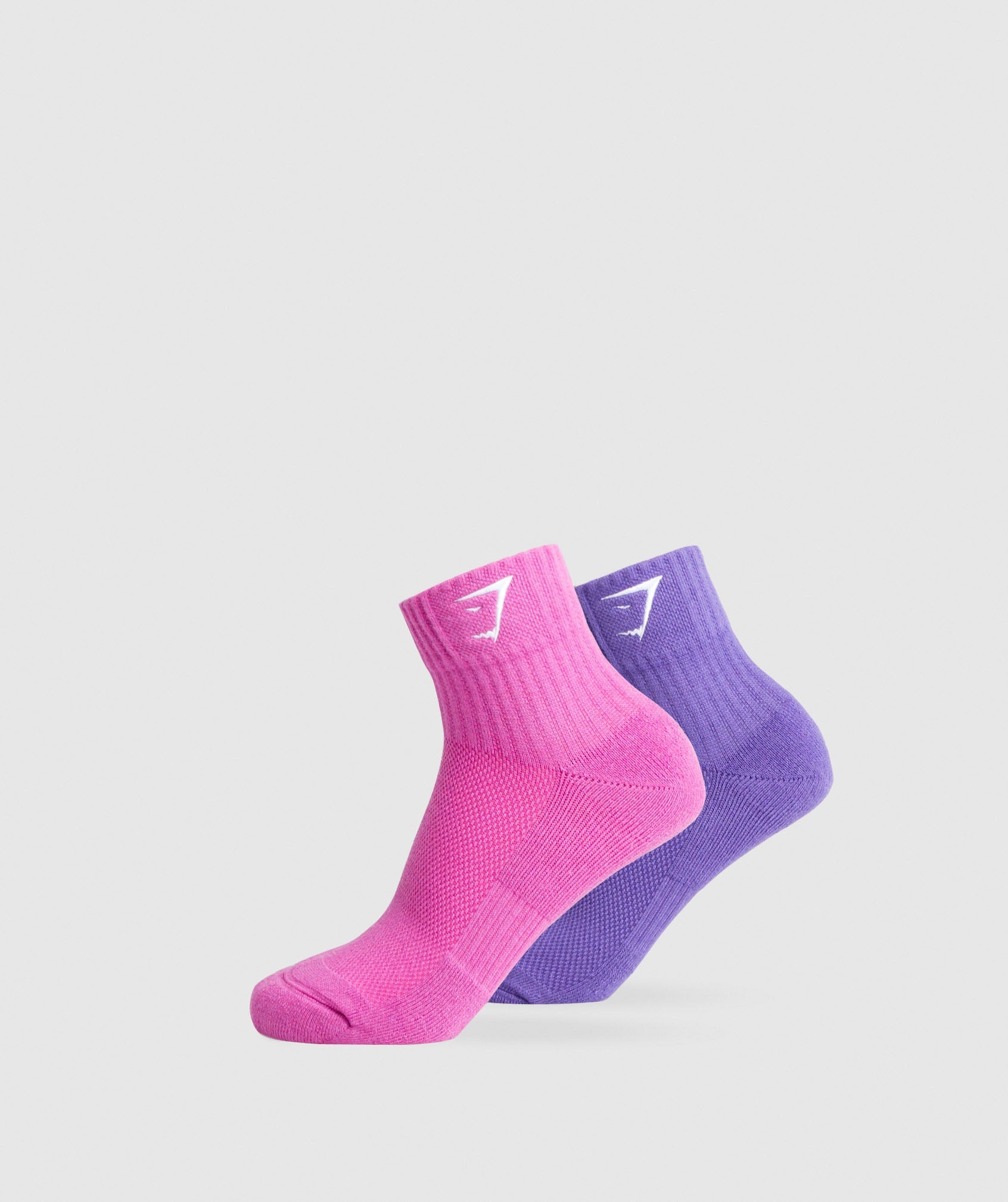 Sharkhead Embroidered Quarter Socks 2pk in Shelly Pink/Stellar Purple