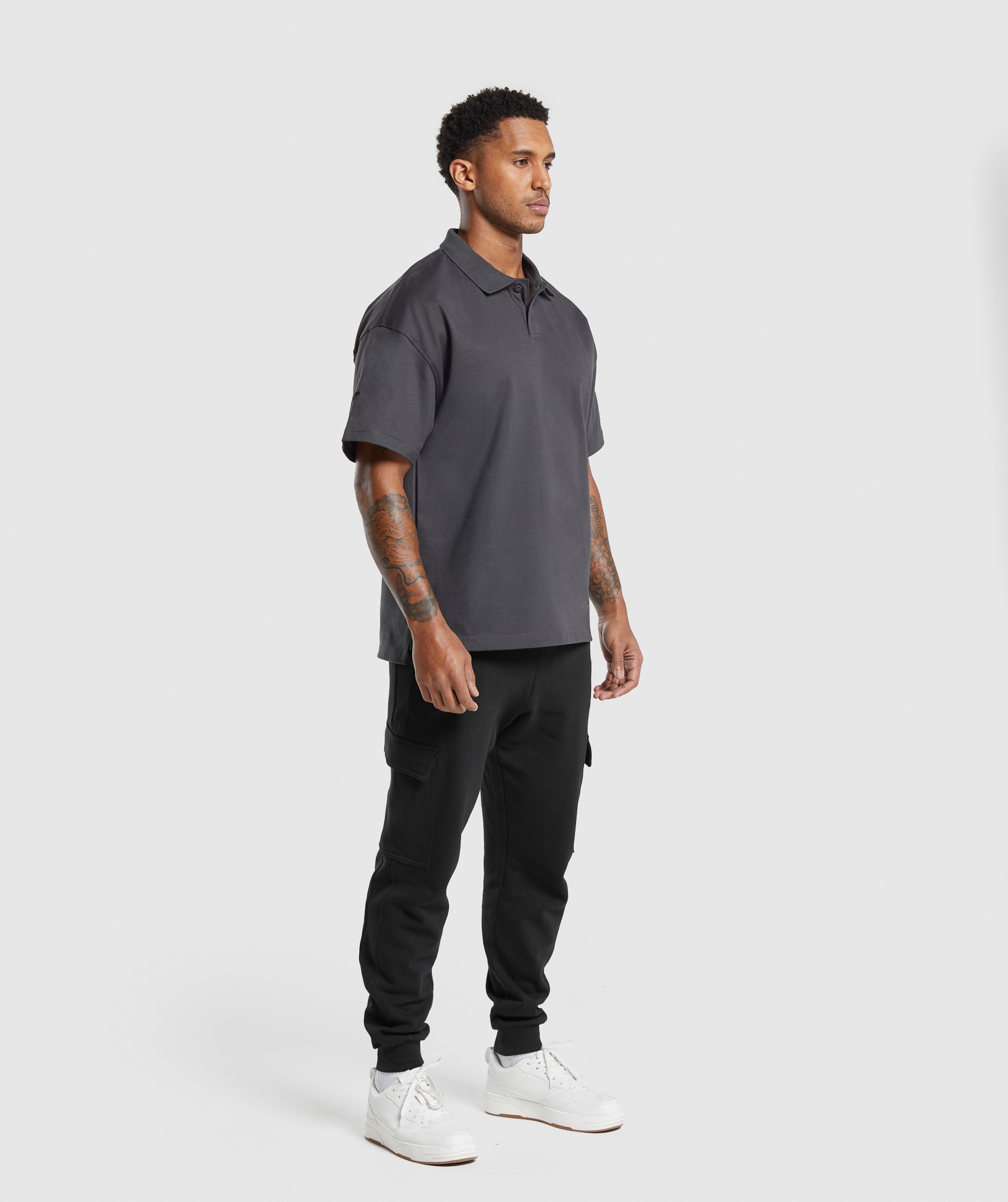 Short Sleeve Polo in Onyx Grey - view 4