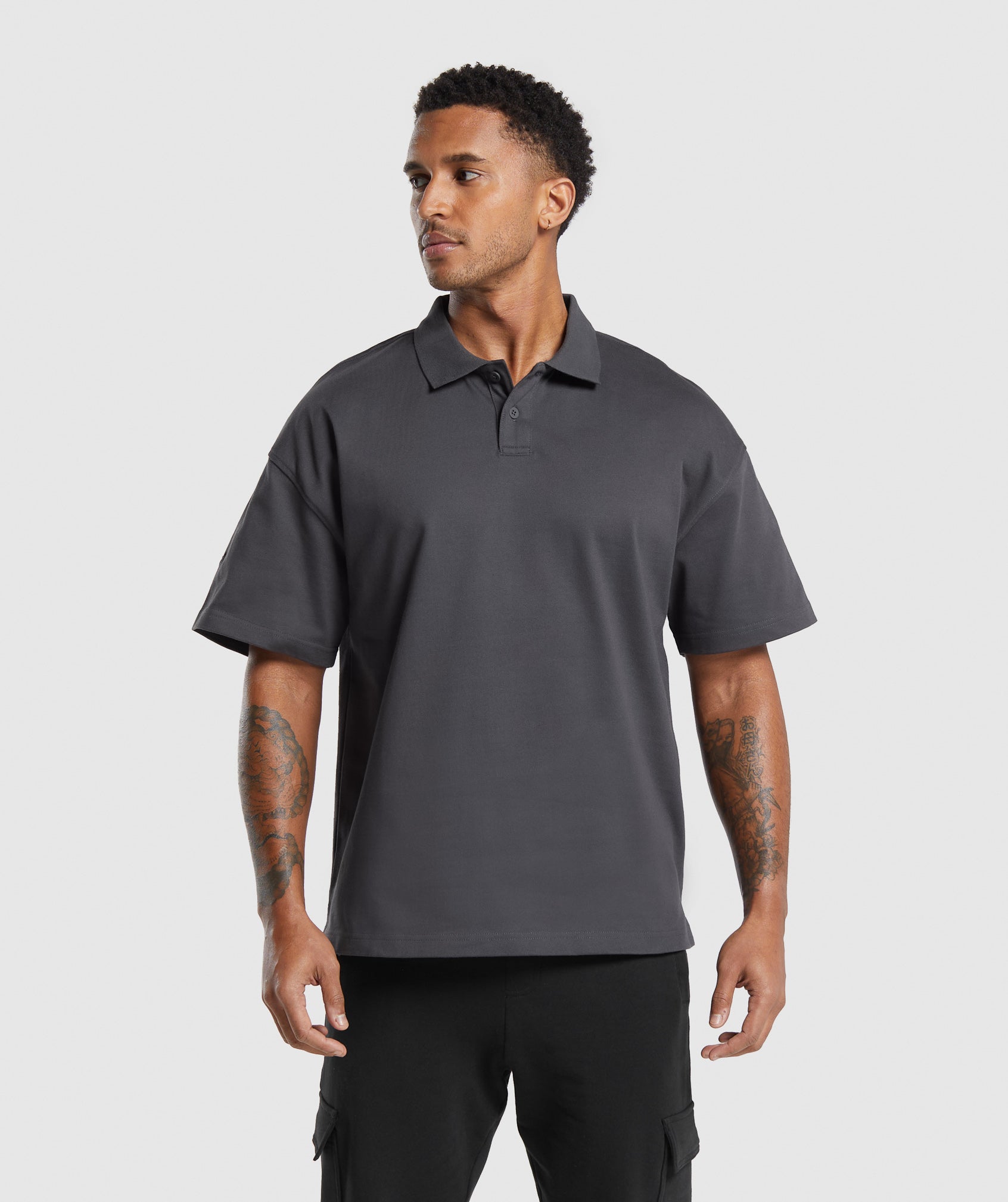Short Sleeve Polo in Onyx Grey - view 1