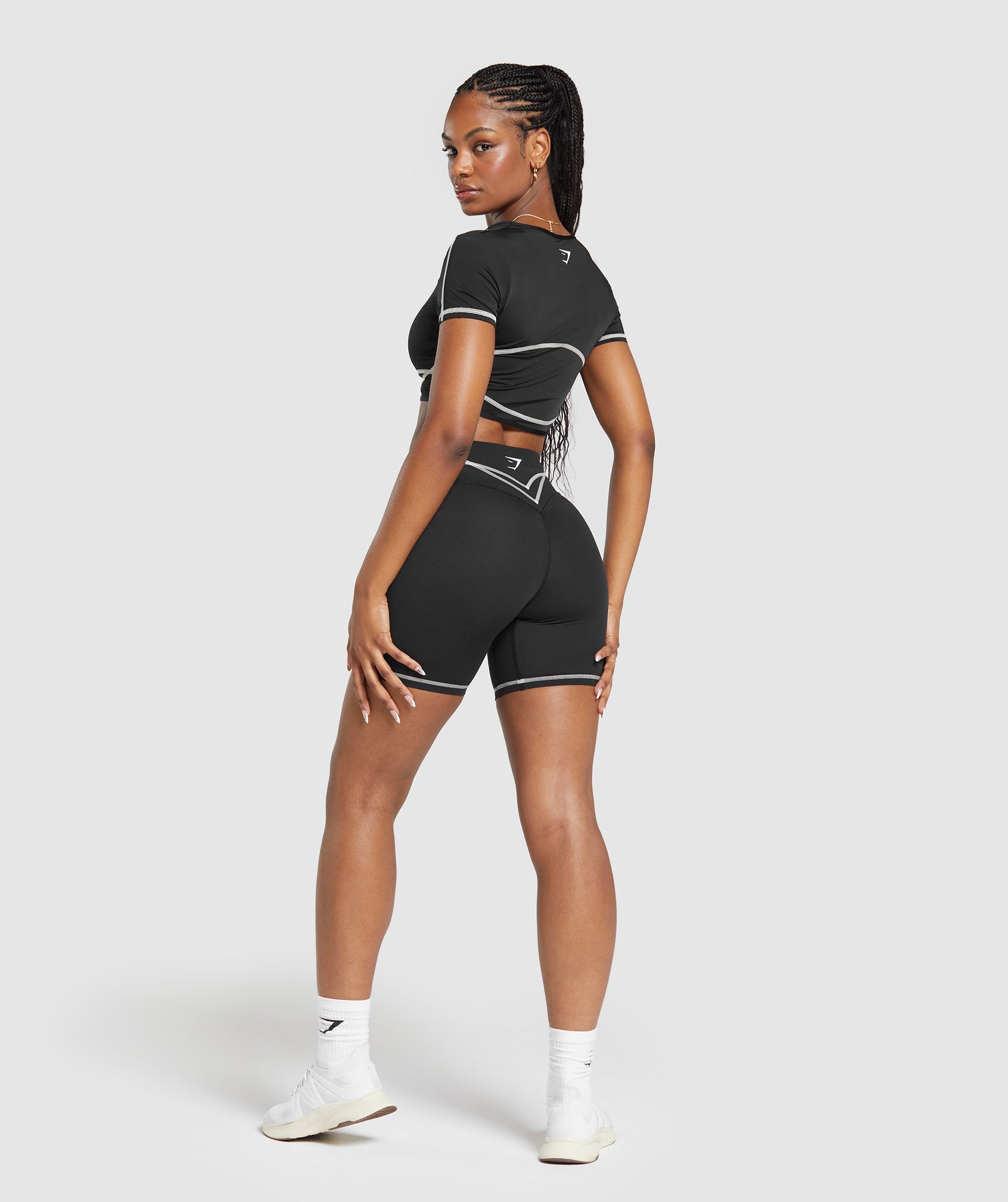 Stitch Feature Shorts in Black - view 4
