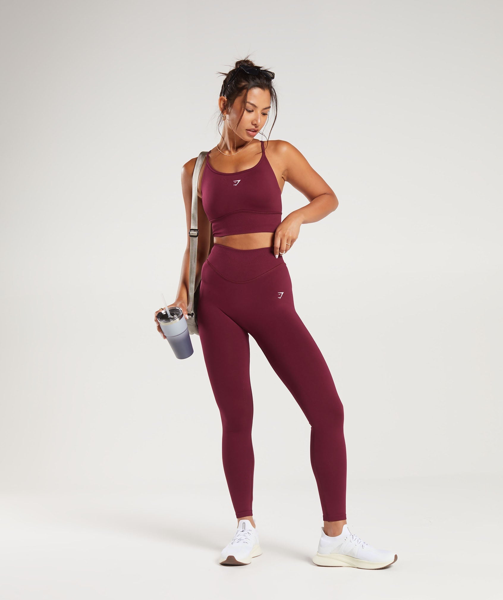 Sweat Seamless Leggings in Plum Pink - view 4