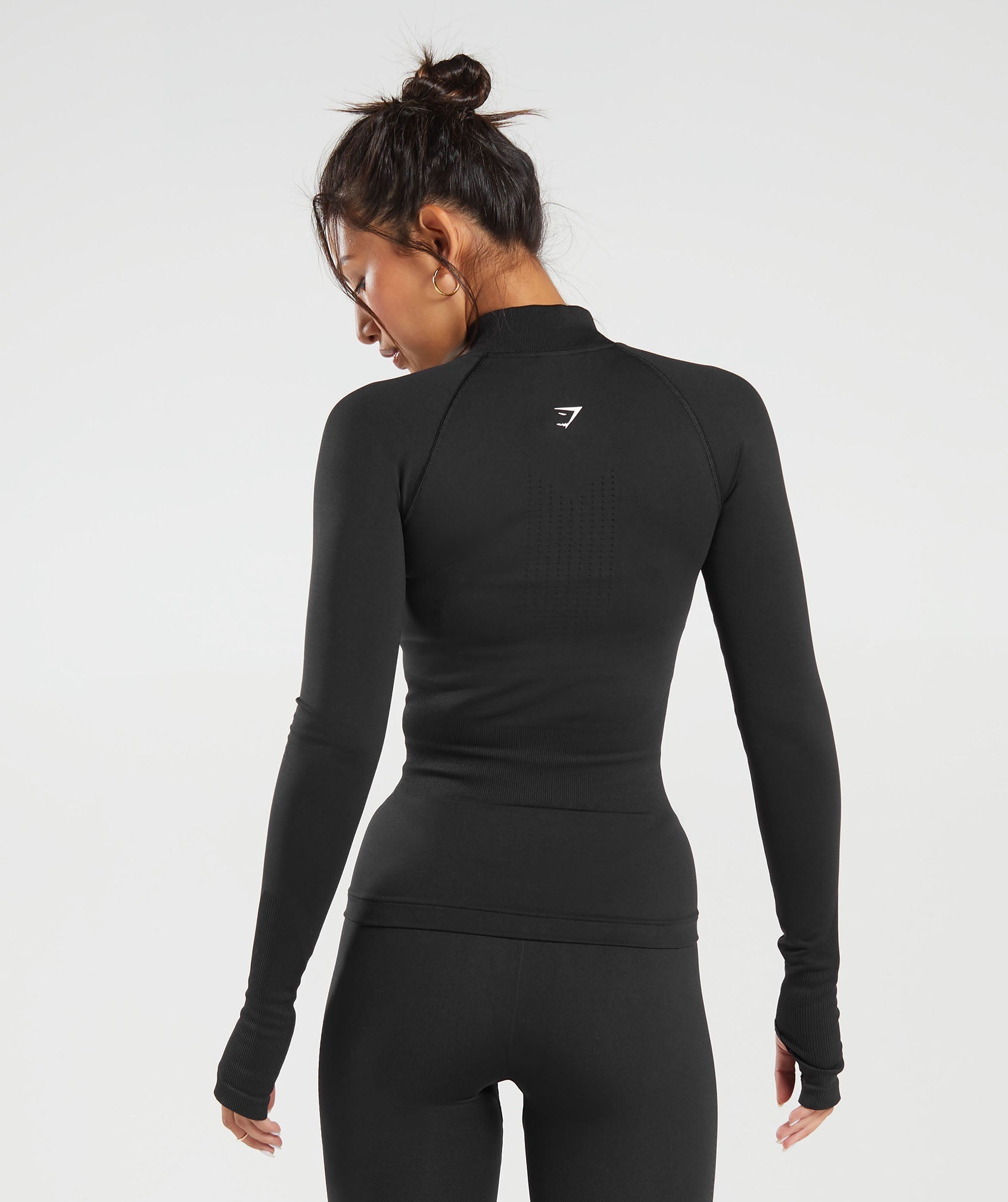 Sweat Seamless Zip Up Jacket in Black - view 2