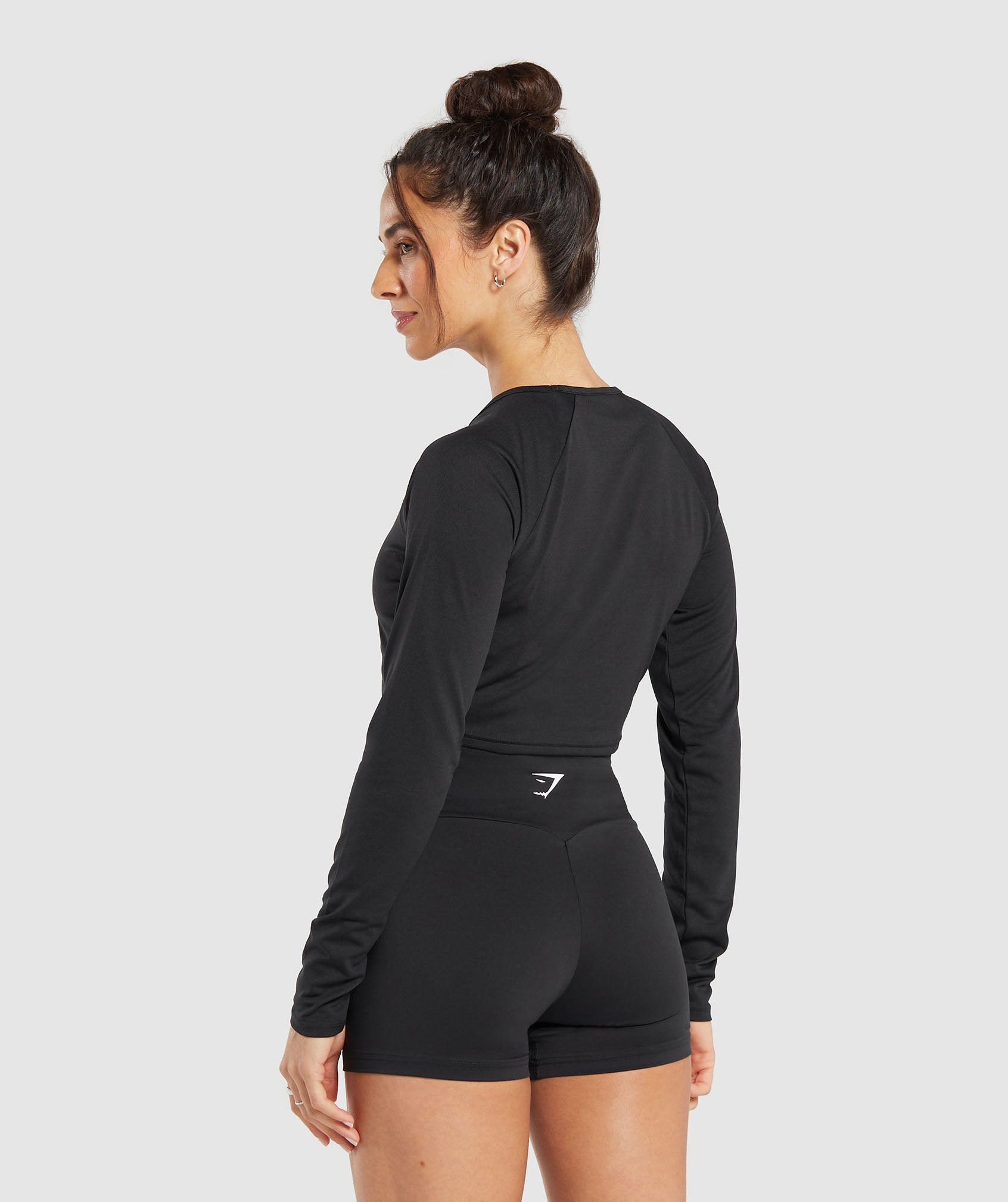 Training Long Sleeve Crop Top in Black - view 3