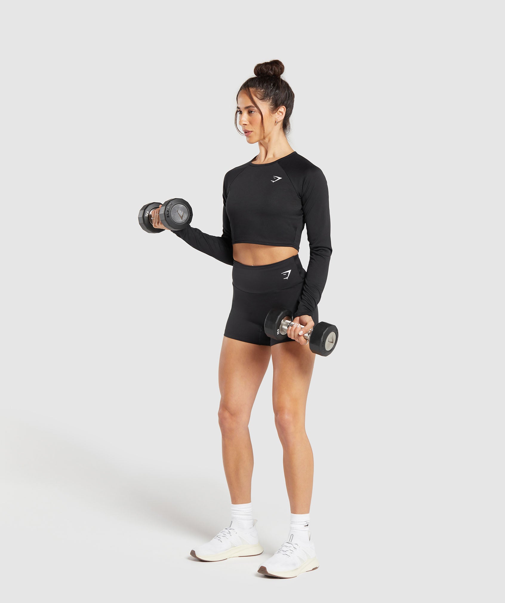 Training Long Sleeve Crop Top in Black - view 4