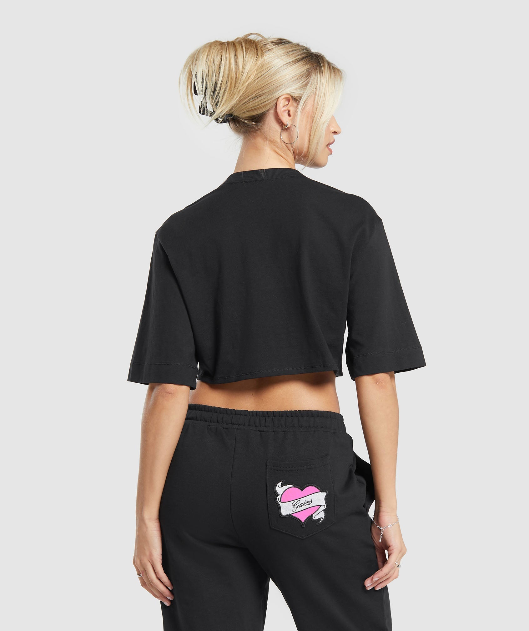 Tattoo Oversized Crop Top in Black - view 2