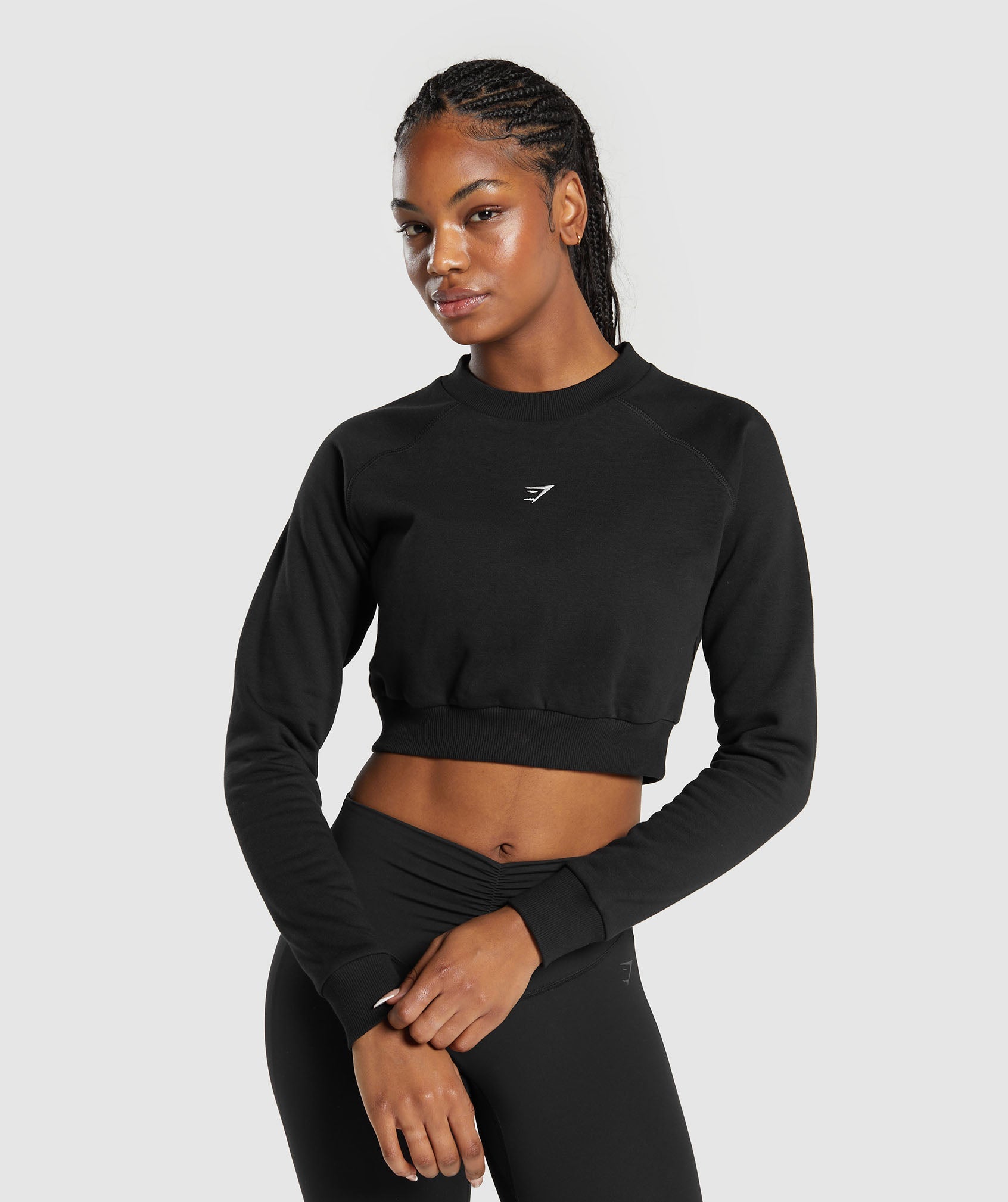 Training Fleece Cropped Sweatshirt in Black