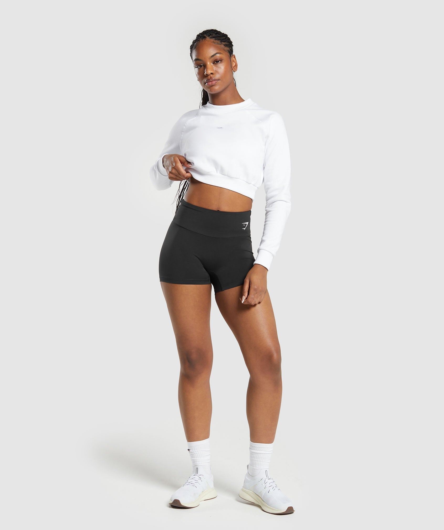 Training Fleece Cropped Sweatshirt in White - view 4