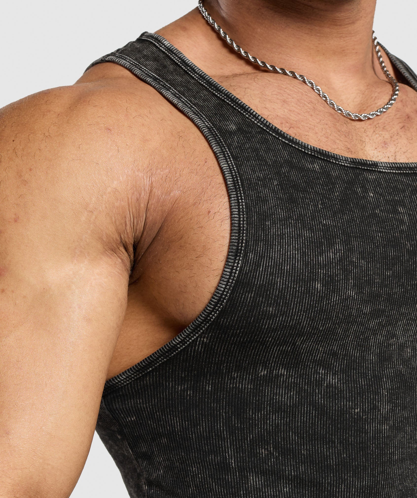 Washed Ribbed Tank 1PK in Black/Gel Bleach Wash - view 5